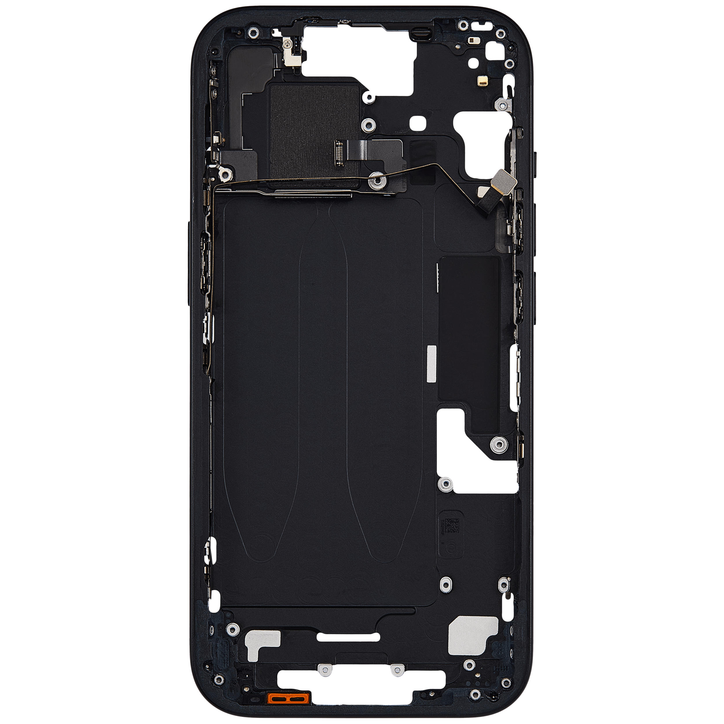 Mid-Frame Housing With Power And Volume Button Compatible For iPhone 15 (US Version) (Used OEM Pull: Grade A) (Black)