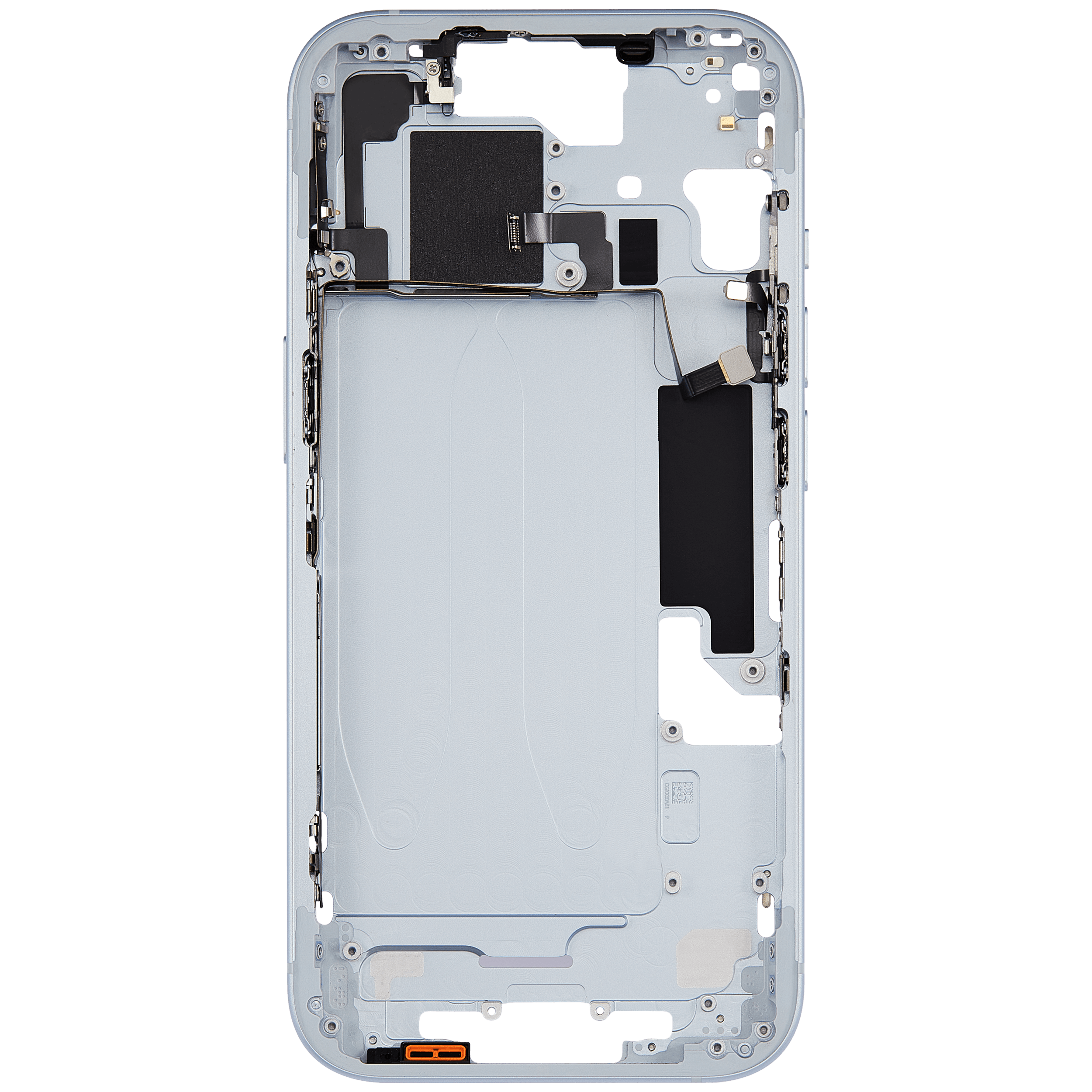 Mid-Frame Housing With Power And Volume Button Compatible For iPhone 15 (US Version) (Used OEM Pull: Grade A) (Blue)