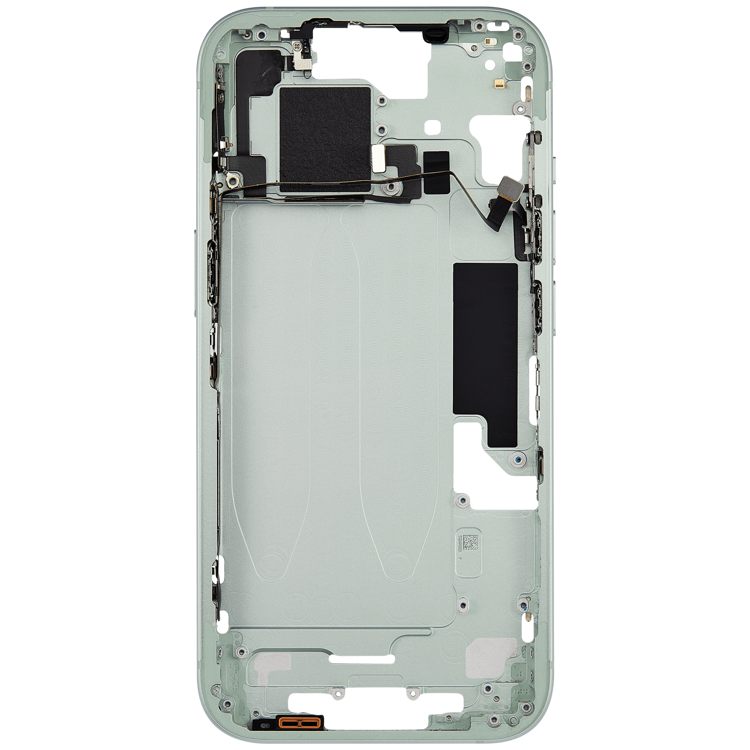 Mid-Frame Housing With Power And Volume Button Compatible For iPhone 15 (US Version) (Used OEM Pull: Grade A) (Green)