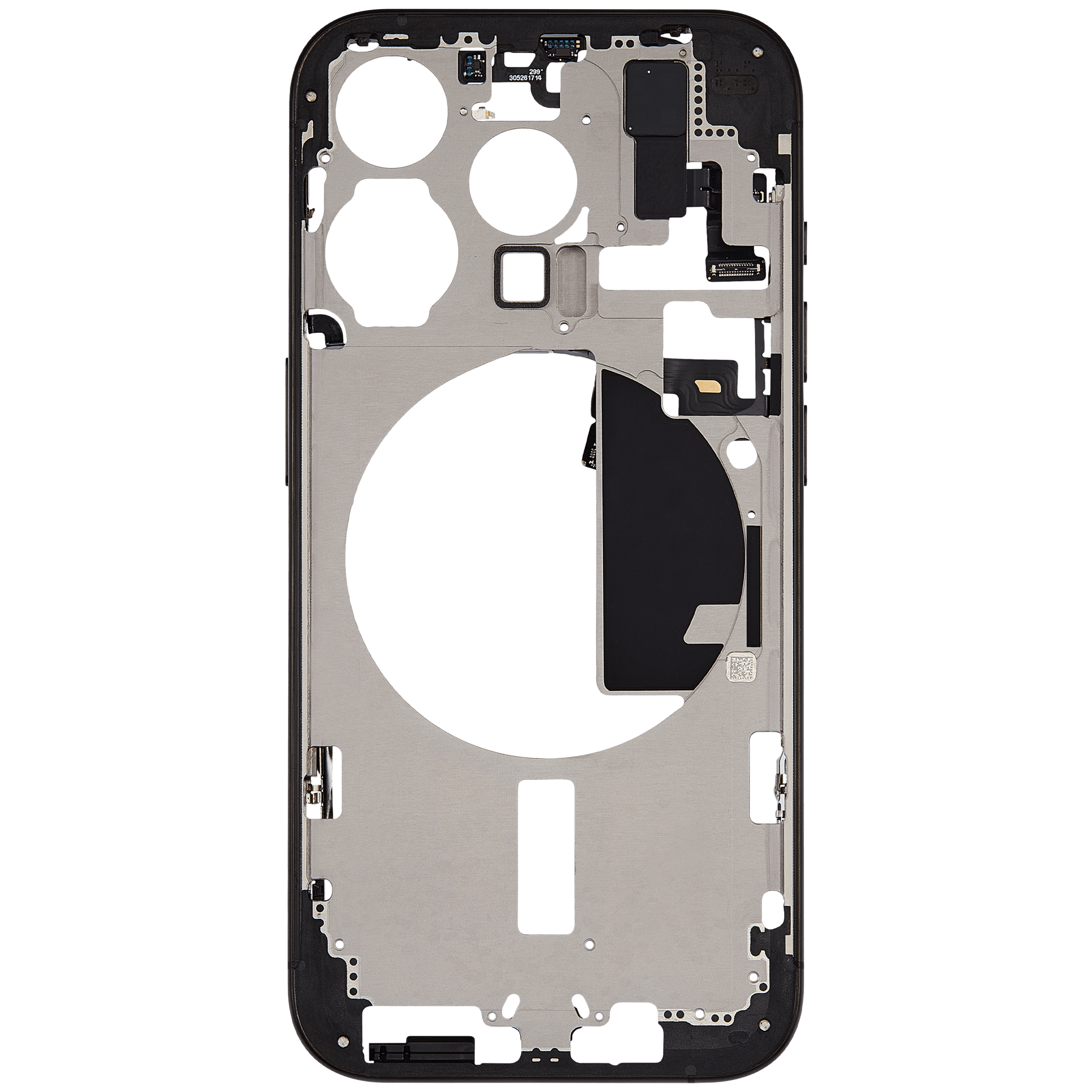 Mid-Frame Housing With Power And Volume Button Compatible For iPhone 15 Pro (US Version) (Used OEM Pull: Grade A) (Black Titanium)