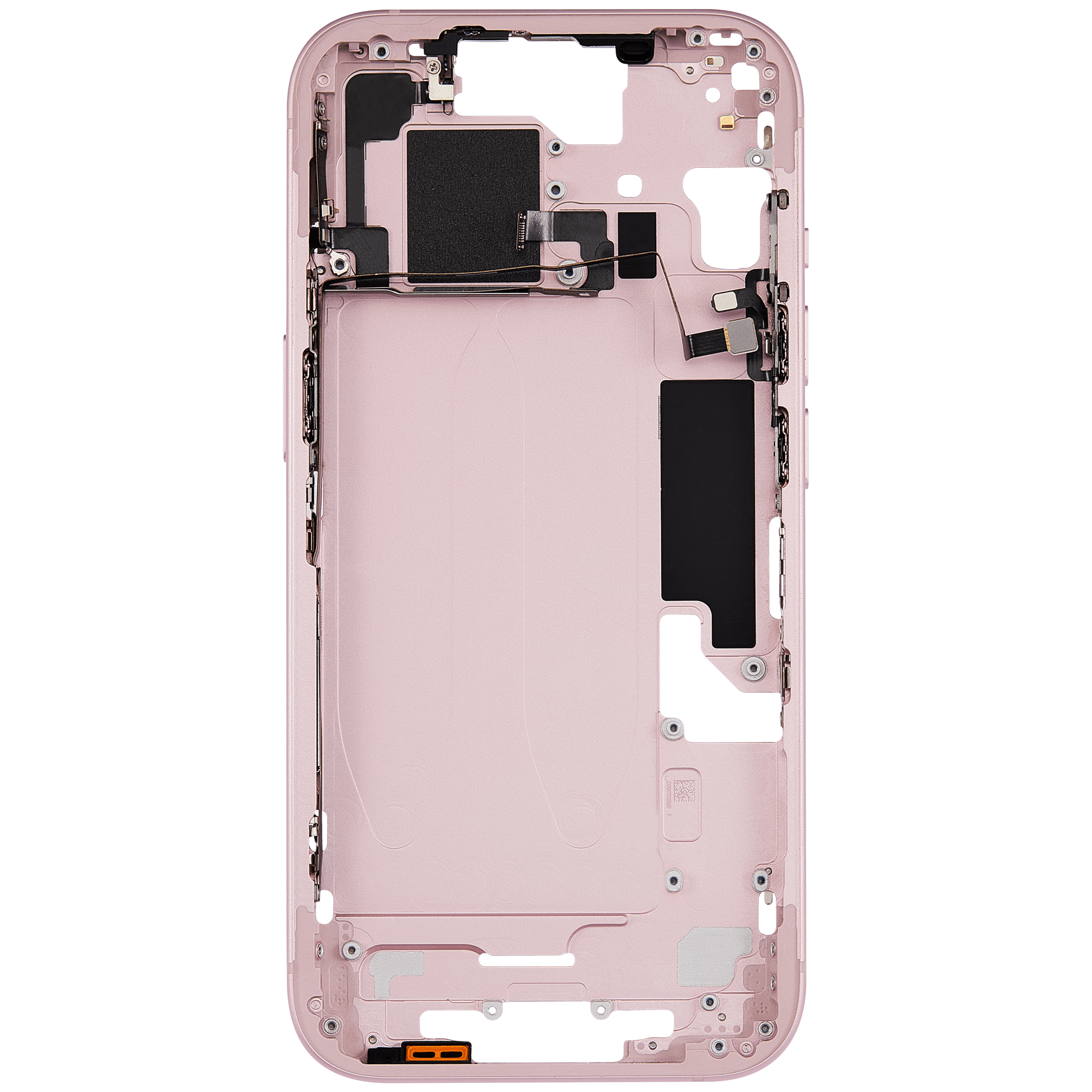 Mid-Frame Housing With Power And Volume Button Compatible For iPhone 15 (US Version) (Used OEM Pull: Grade A) (Pink)