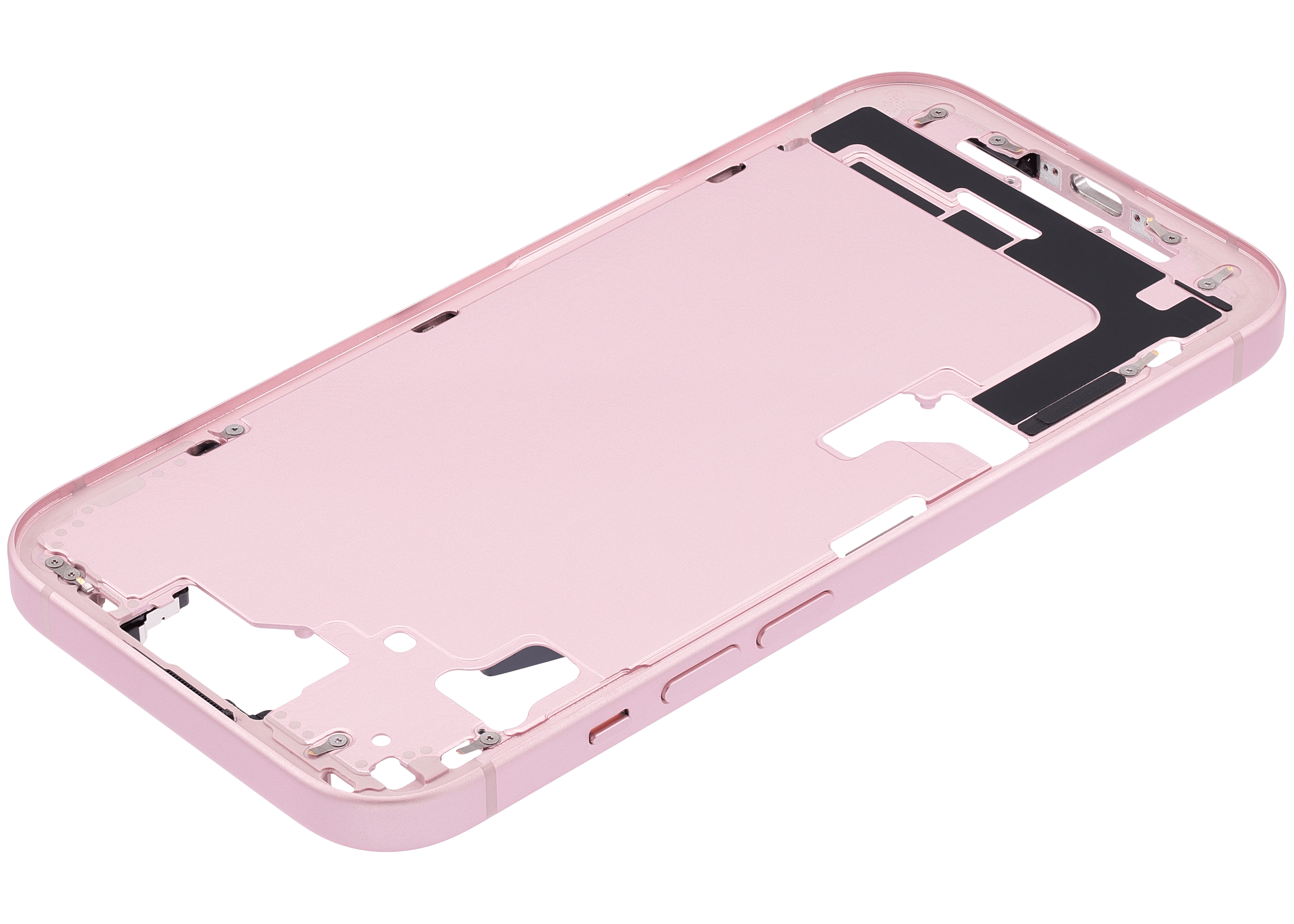 Mid-Frame Housing With Power And Volume Button Compatible For iPhone 15 (US Version) (Used OEM Pull: Grade A) (Pink)