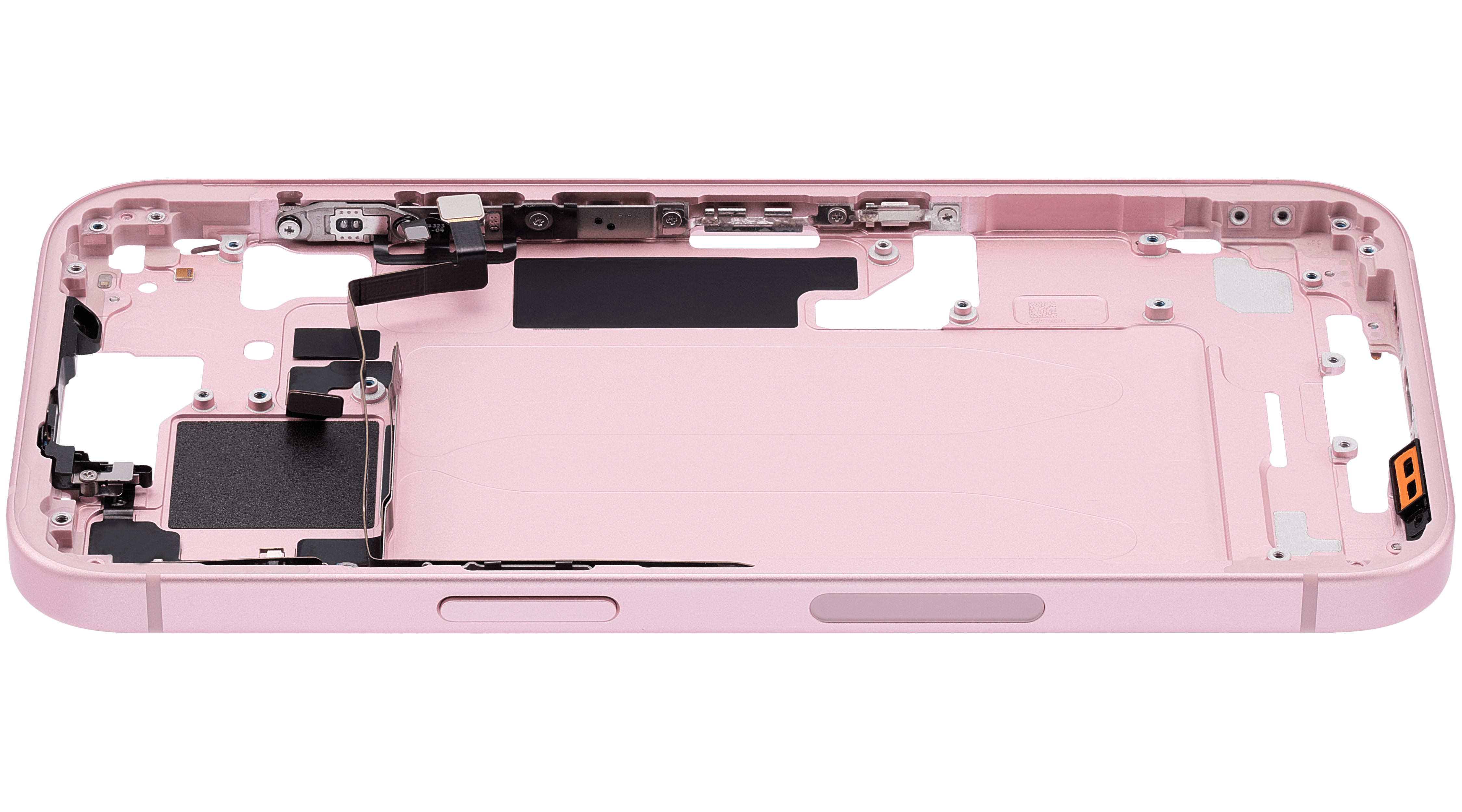 Mid-Frame Housing With Power And Volume Button Compatible For iPhone 15 (US Version) (Used OEM Pull: Grade A) (Pink)