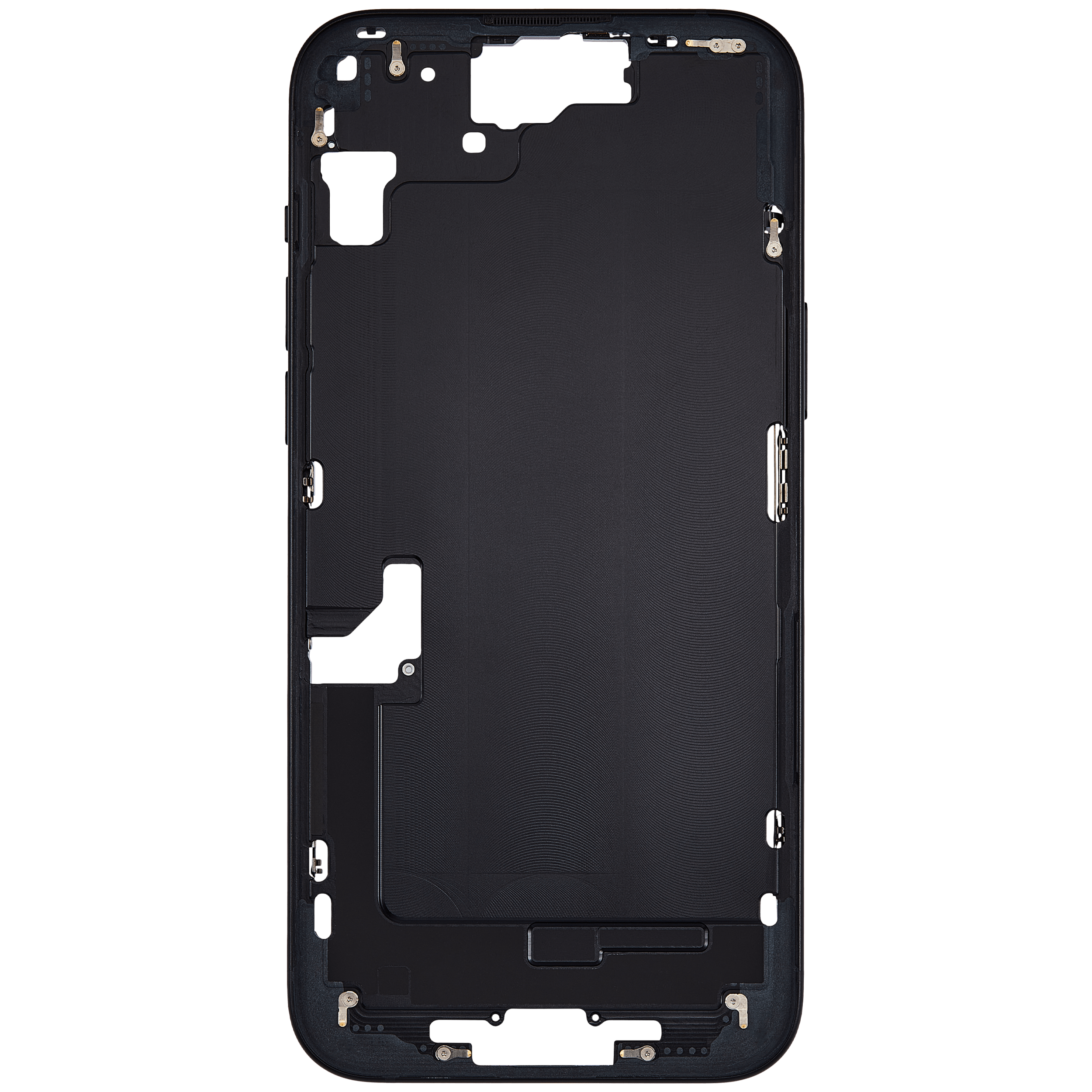 Mid-Frame Housing With Power And Volume Button Compatible For iPhone 15 Plus (US Version) (Used OEM Pull: Grade A) (Black)