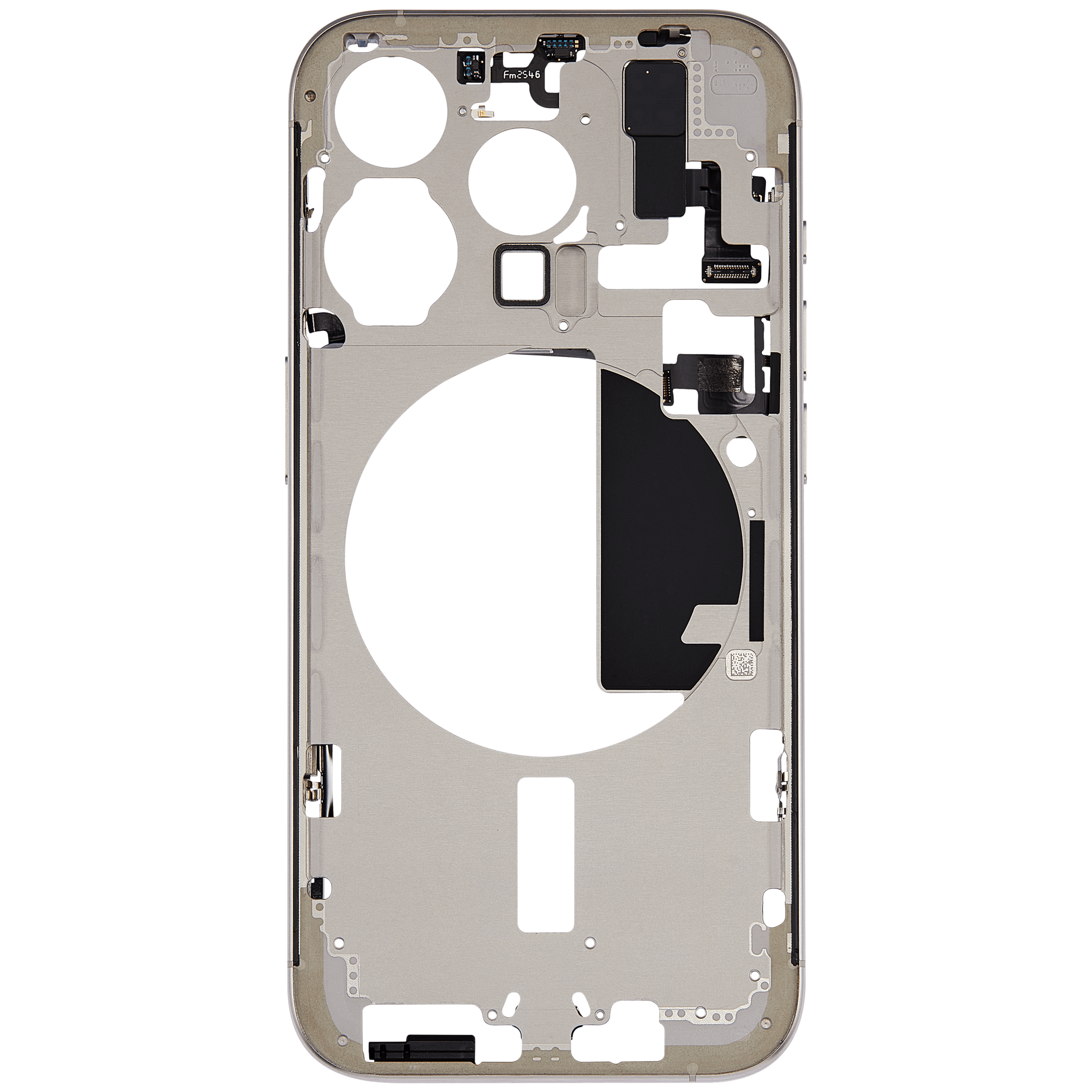 Mid-Frame Housing With Power And Volume Button Compatible For iPhone 15 Pro (US Version) (Used OEM Pull: Grade A) (Natural Titanium)