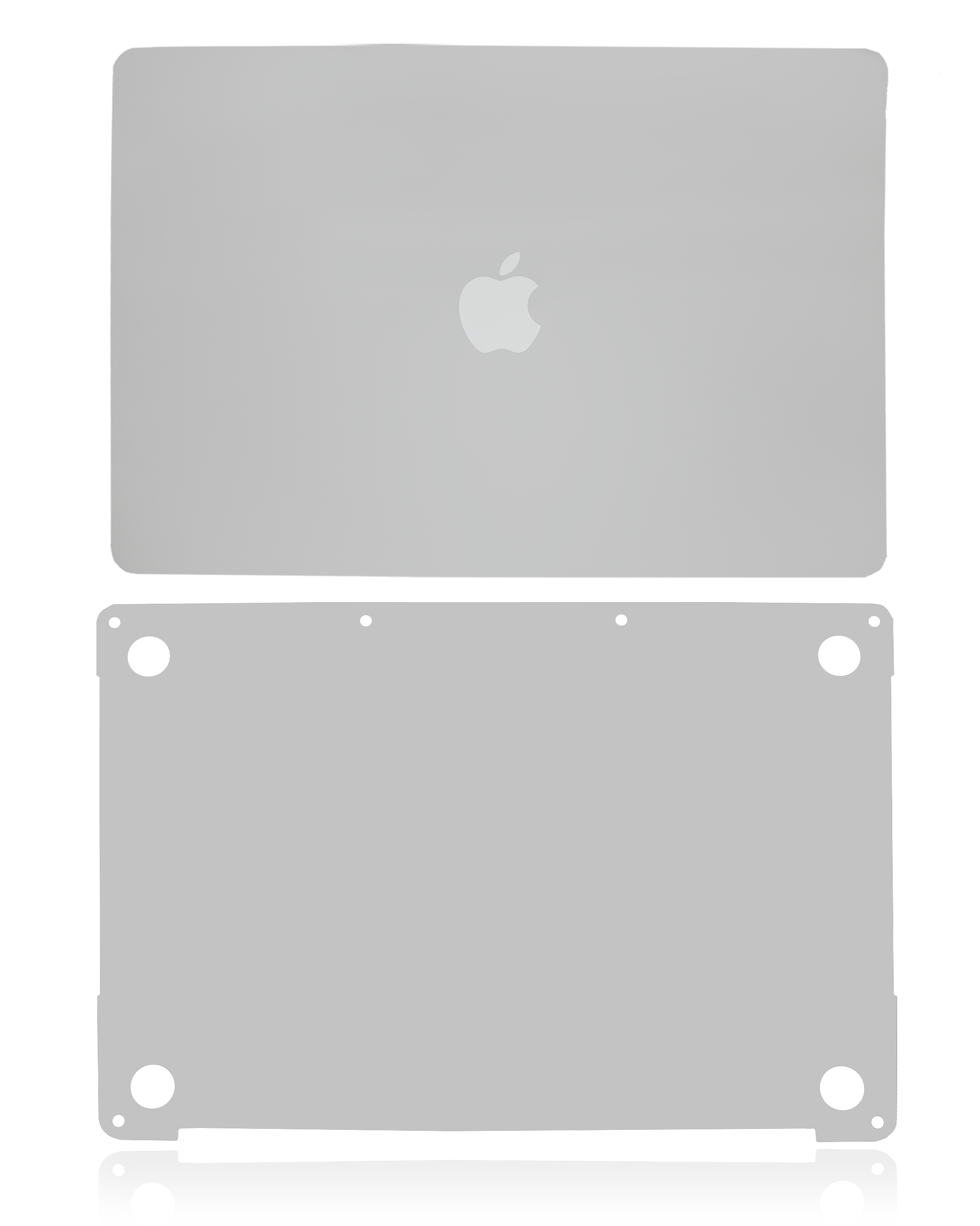 2 in 1 (Top and Bottom) Skin Compatible For MacBookPro 13" (A2251 / Mid 2020) (Silver)