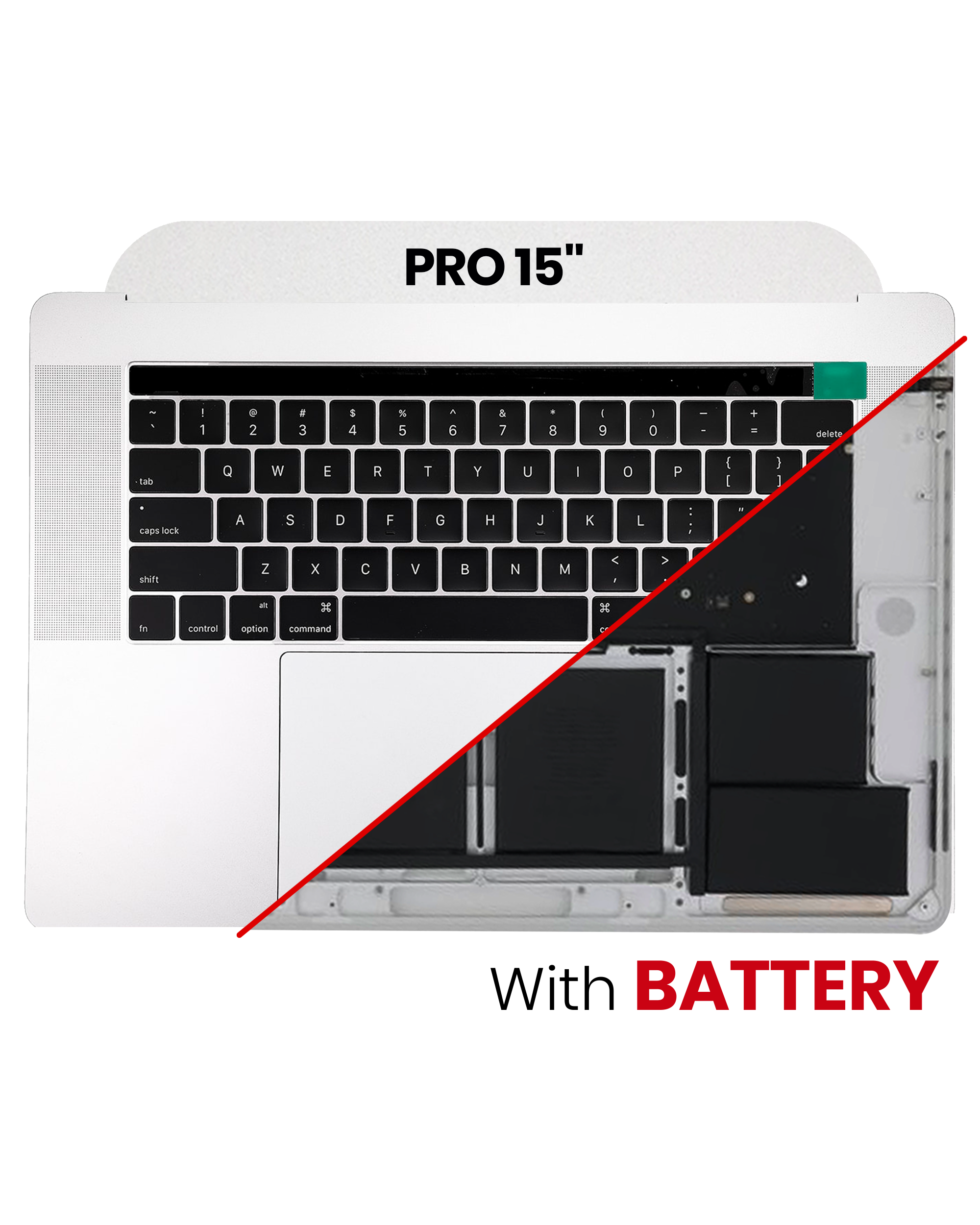 Top Case Assembly With Battery And Keyboard Compatible For MacBook Pro 15" Touch Bar (A1707 / Late 2016 / Mid 2017) (US Keyboard) (Used OEM Pull: Grade A) (Sliver)