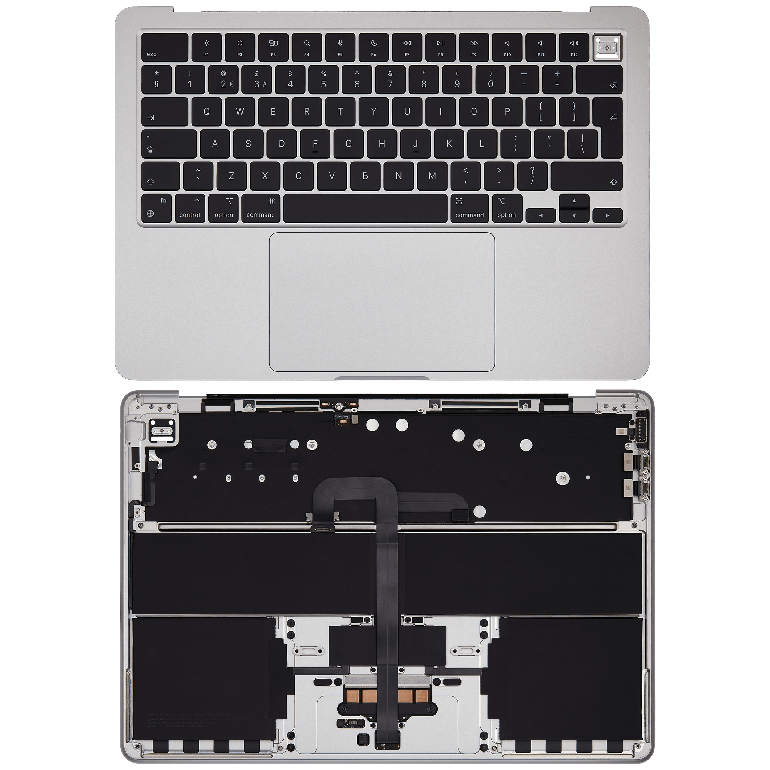 Top Case Assembly With Battery And Keyboard Compatible For MacBook Air 13" (A2681 / Mid 2022) (Silver) (UK Keyboard)