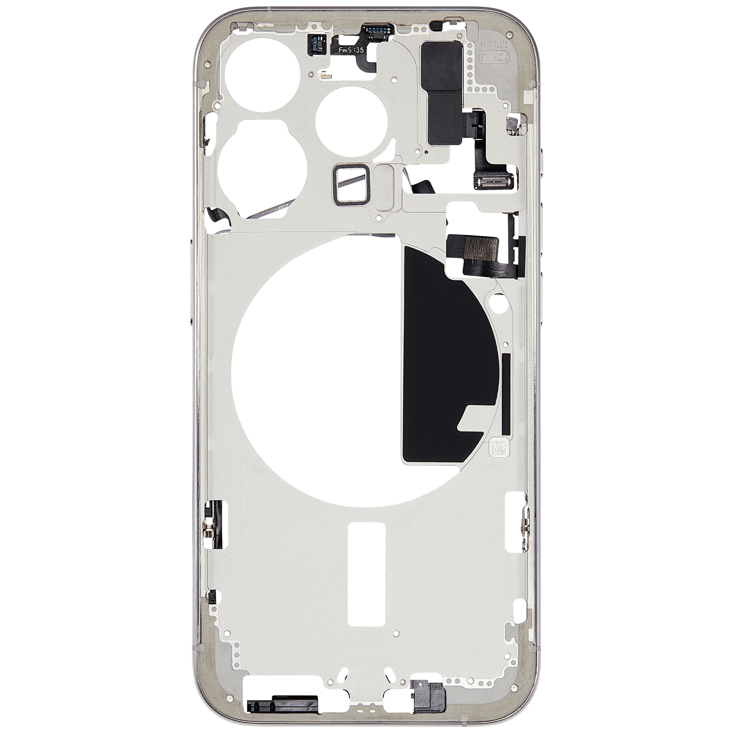 Mid-Frame Housing With Power And Volume Button Compatible For iPhone 15 Pro (International Version) (Used OEM Pull: Grade A) (White Titanium)