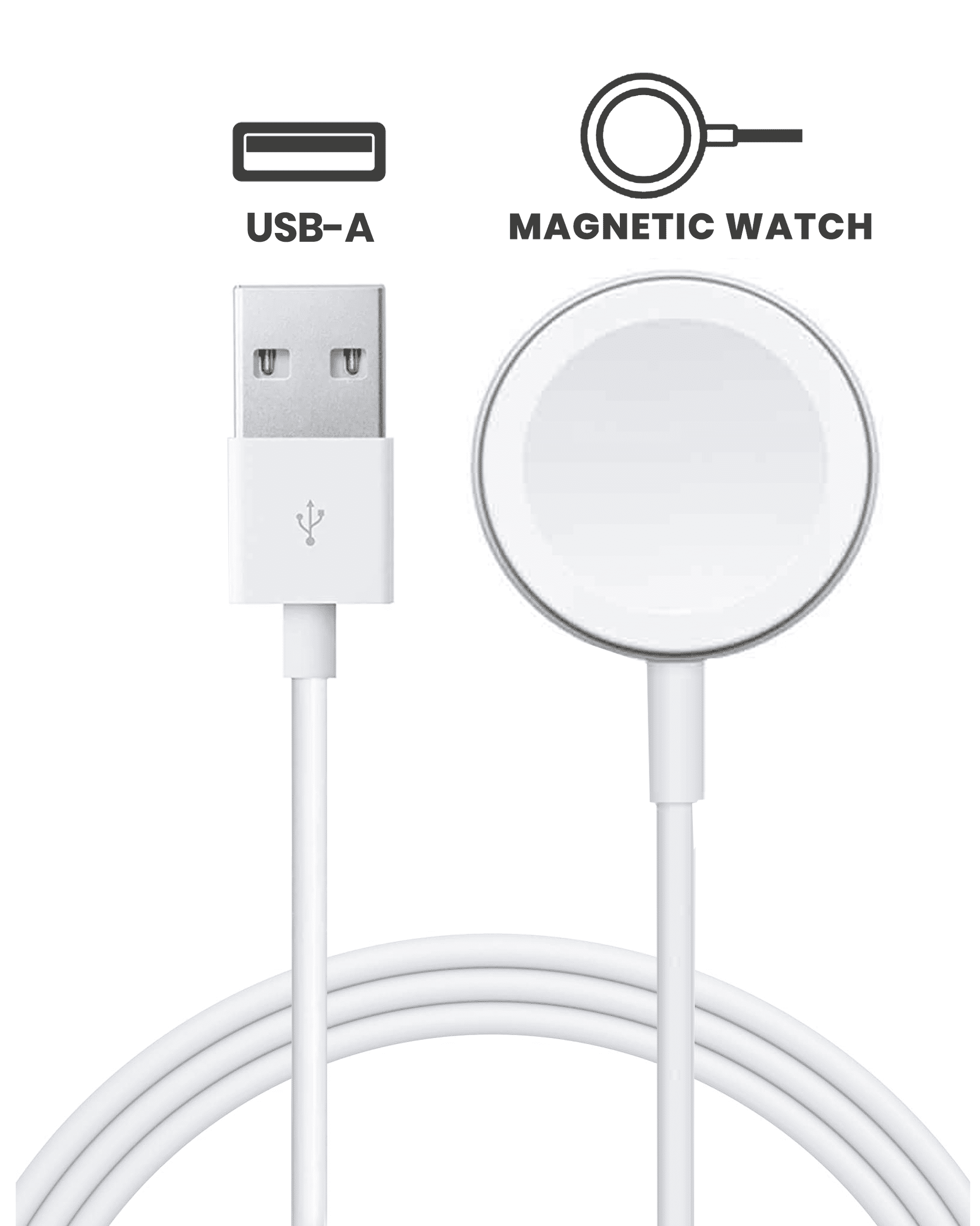 USB-A Magnetic Watch Charging Cable (3.3 Ft.) For All Watch Series (OEM Pull Grade: A)