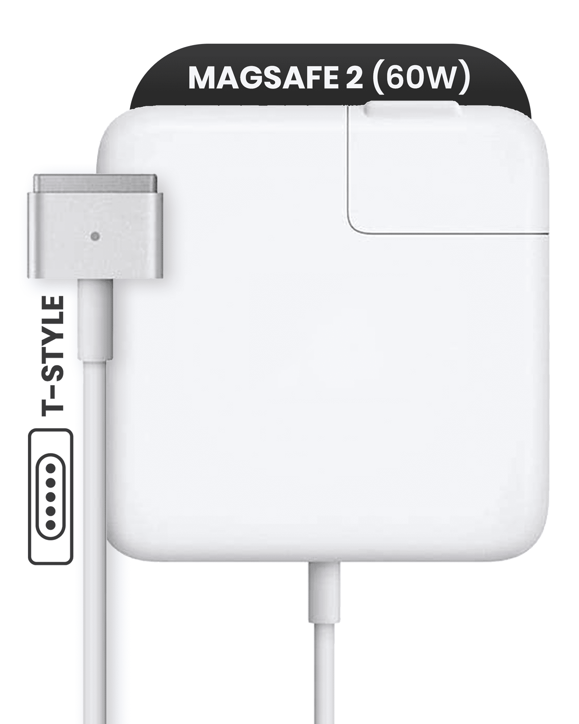 60W MagSafe 2 Power Adapter With Cable (T-Style) For MacBook (OEM Pull Grade: A/B)