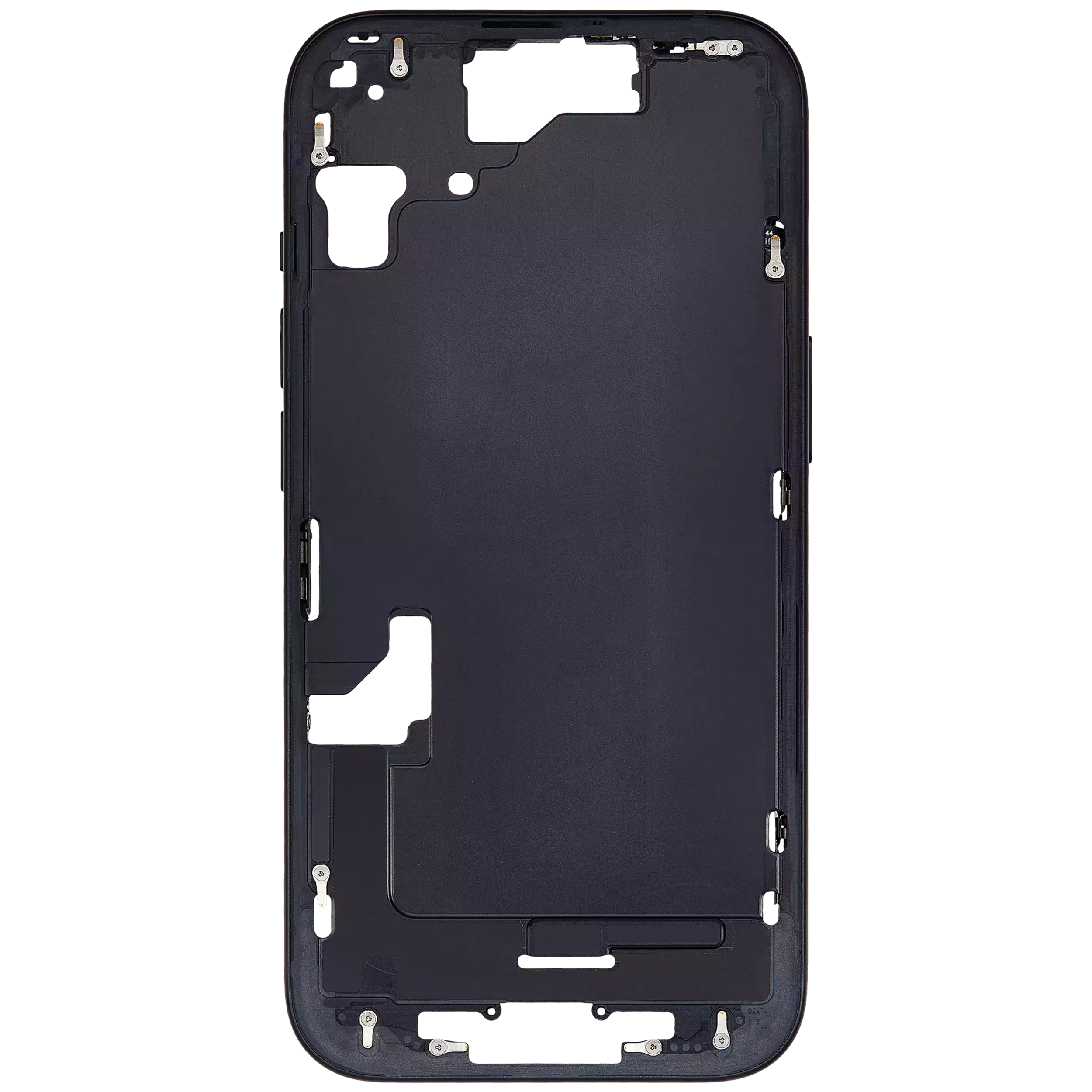 Mid-Frame Housing With Power And Volume Button Compatible For iPhone 15 (International Version) (Used OEM Pull: Grade A) (Black)