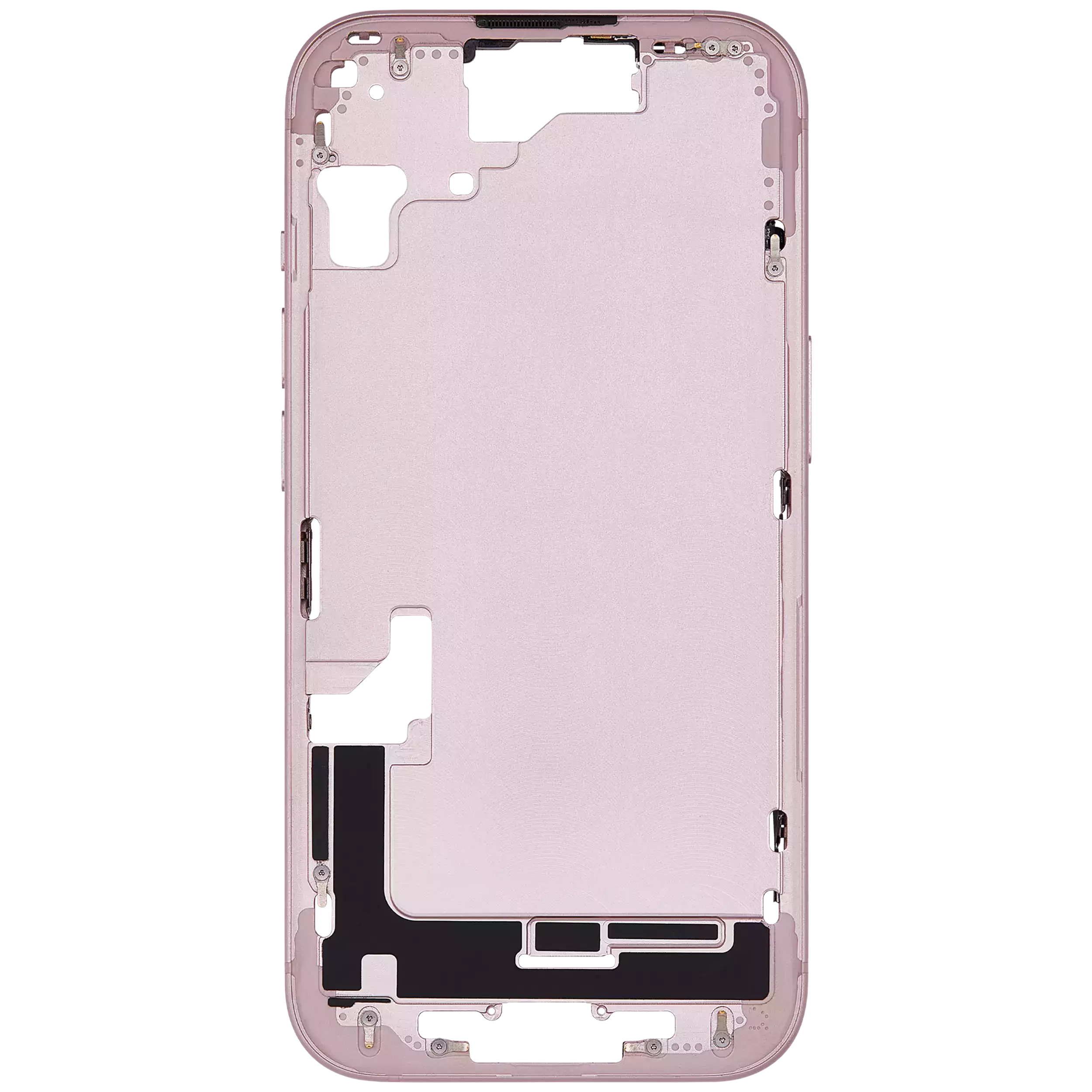 Mid-Frame Housing With Power And Volume Button Compatible For iPhone 15 (International Version) (Used OEM Pull: Grade A) (Pink)