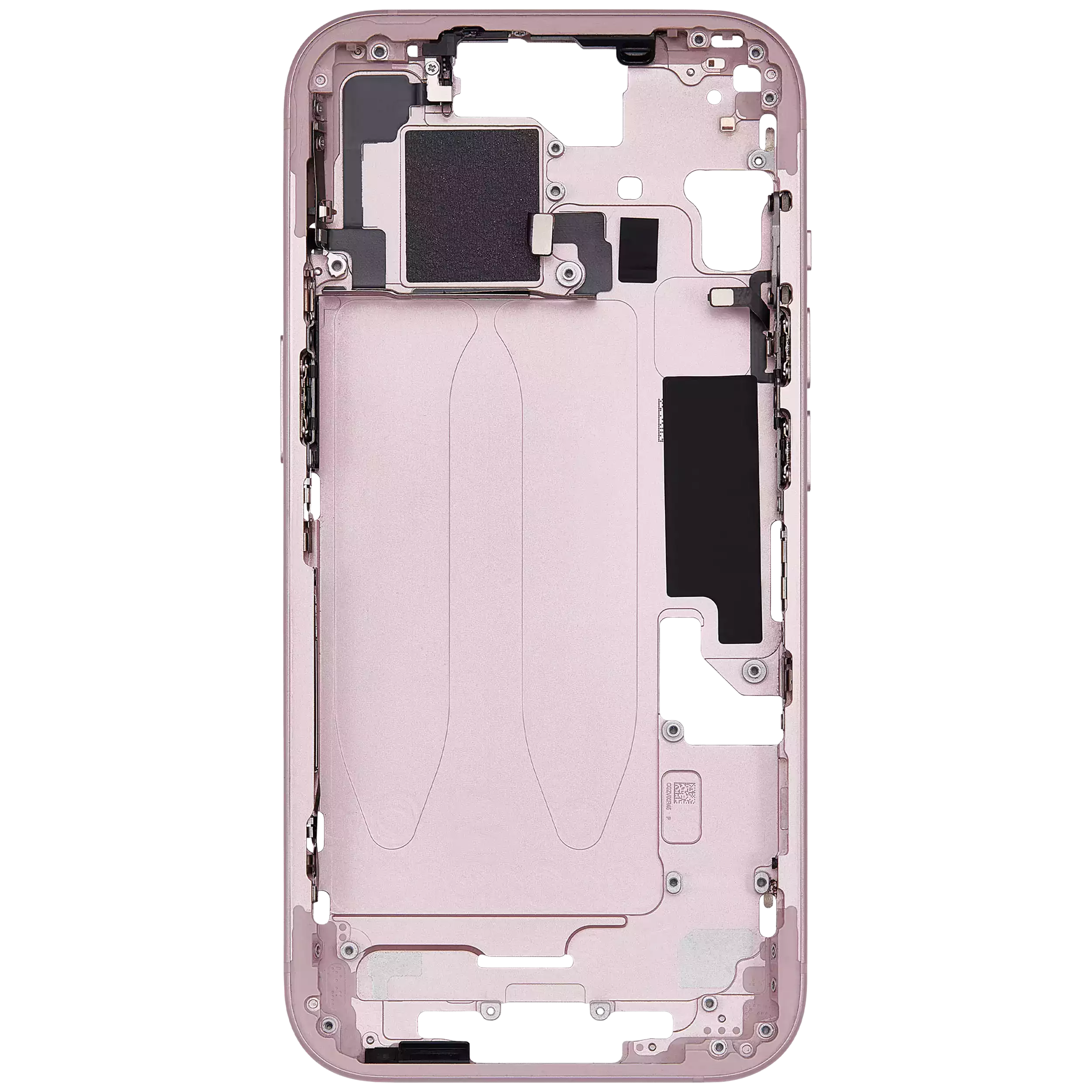 Mid-Frame Housing With Power And Volume Button Compatible For iPhone 15 (International Version) (Used OEM Pull: Grade A) (Pink)