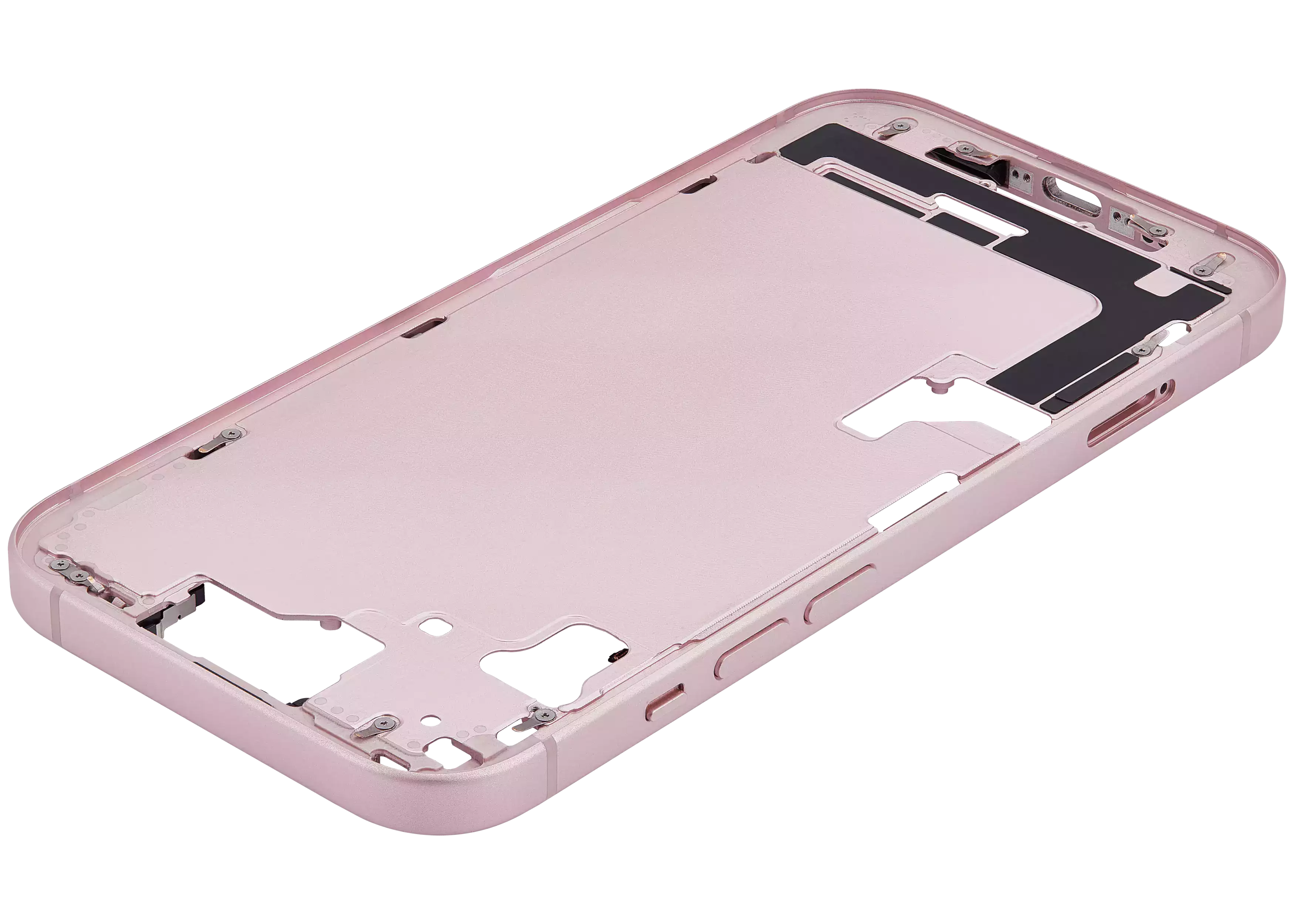 Mid-Frame Housing With Power And Volume Button Compatible For iPhone 15 (International Version) (Used OEM Pull: Grade A) (Pink)