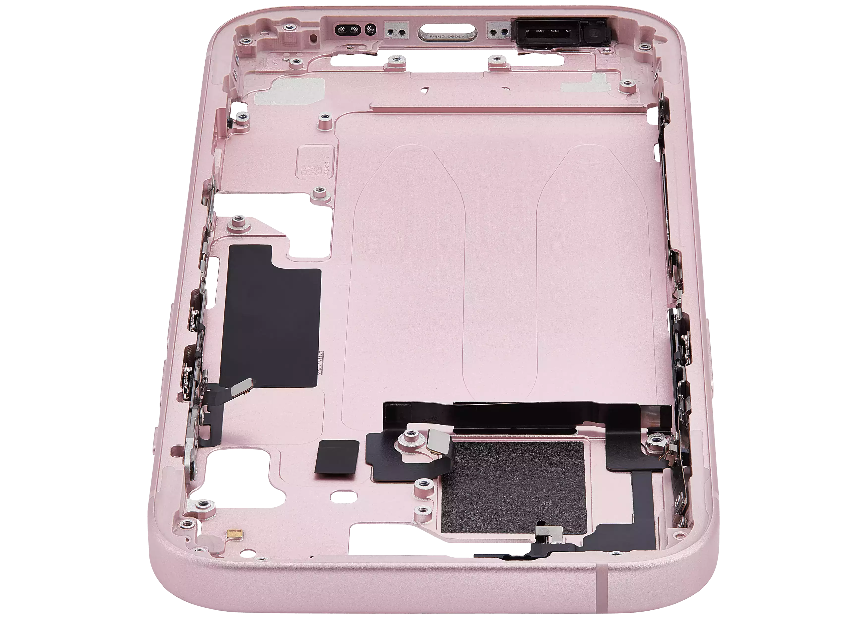 Mid-Frame Housing With Power And Volume Button Compatible For iPhone 15 (International Version) (Used OEM Pull: Grade A) (Pink)