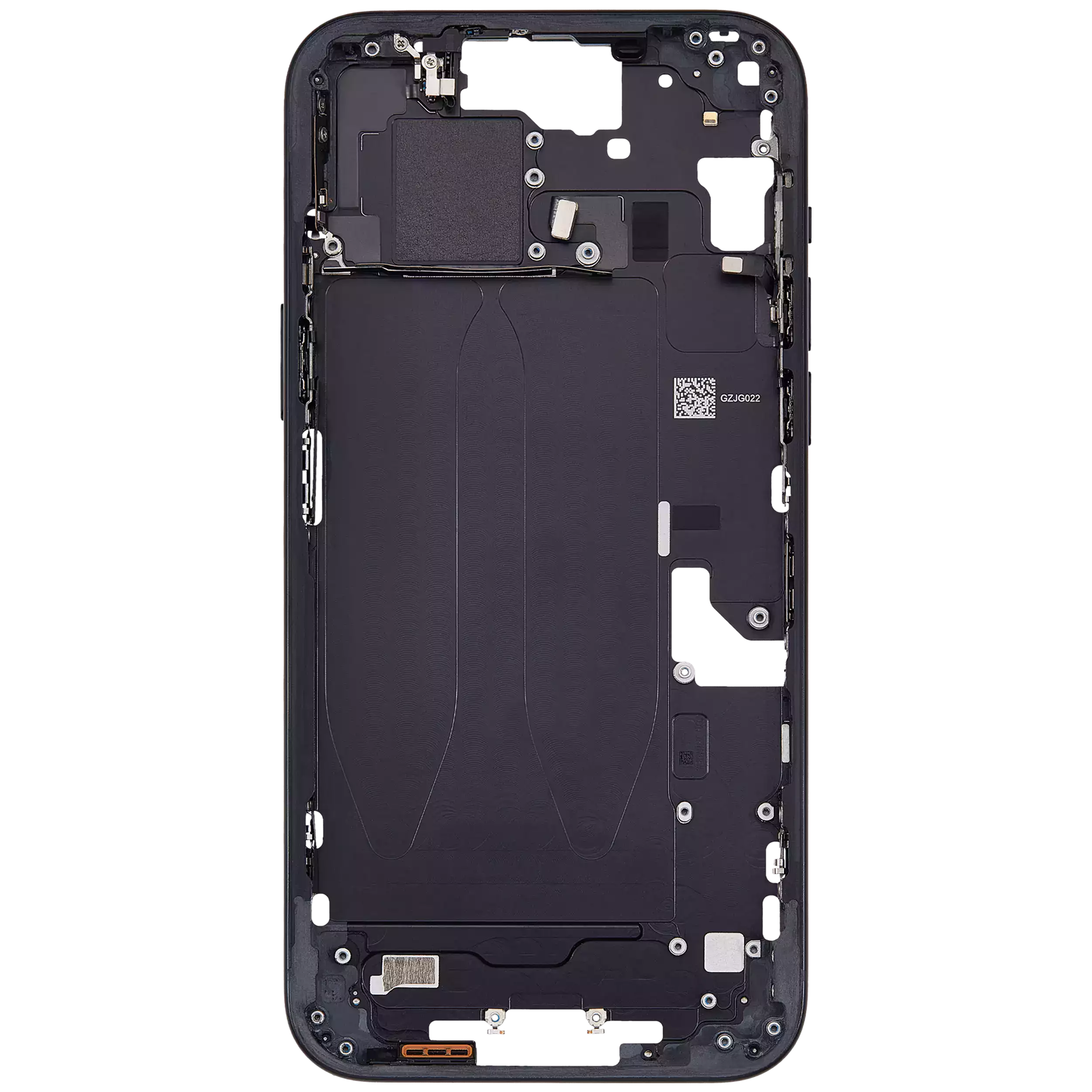 Mid-Frame Housing With Power And Volume Button Compatible For iPhone 15 Plus (International Version) (Used OEM Pull: Grade A) (Black)