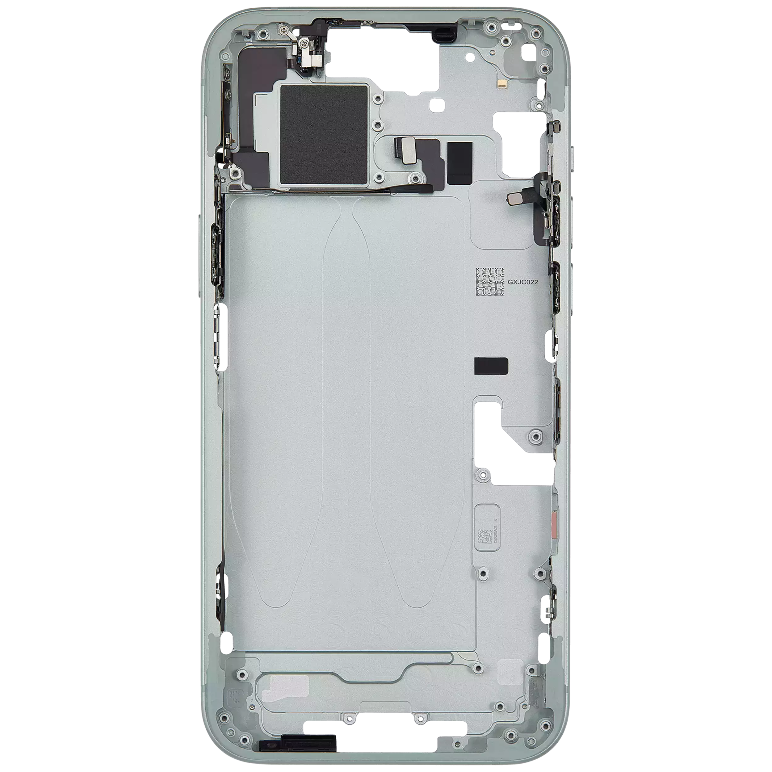 Mid-Frame Housing With Power And Volume Button Compatible For iPhone 15 Plus (International Version) (Used OEM Pull: Grade A) (Green)