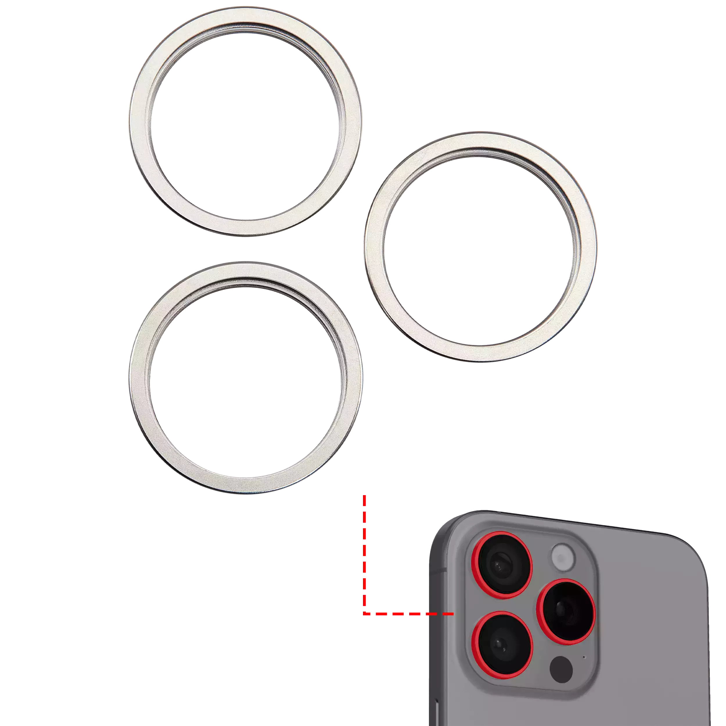 Back Camera Bezel Ring Only Compatible For iPhone 16 Pro / 16 Pro Max (Natural Titanium) (3 Piece Set)