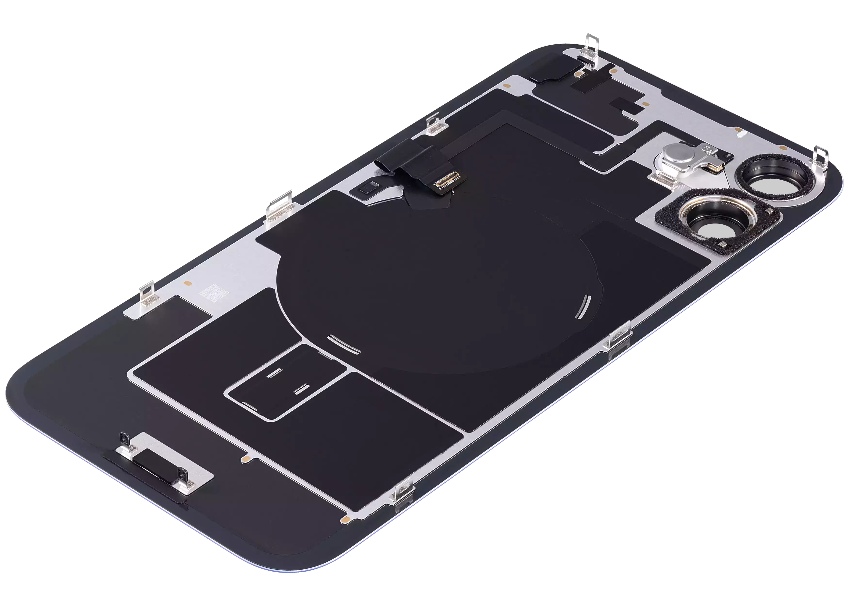 Back Glass With Steel Plate With Wireless NFC Charging MagSafe Magnet & Flashlight Flex Compatible For iPhone 16 (Used OEM Pull: Grade A) (Ultramarine)