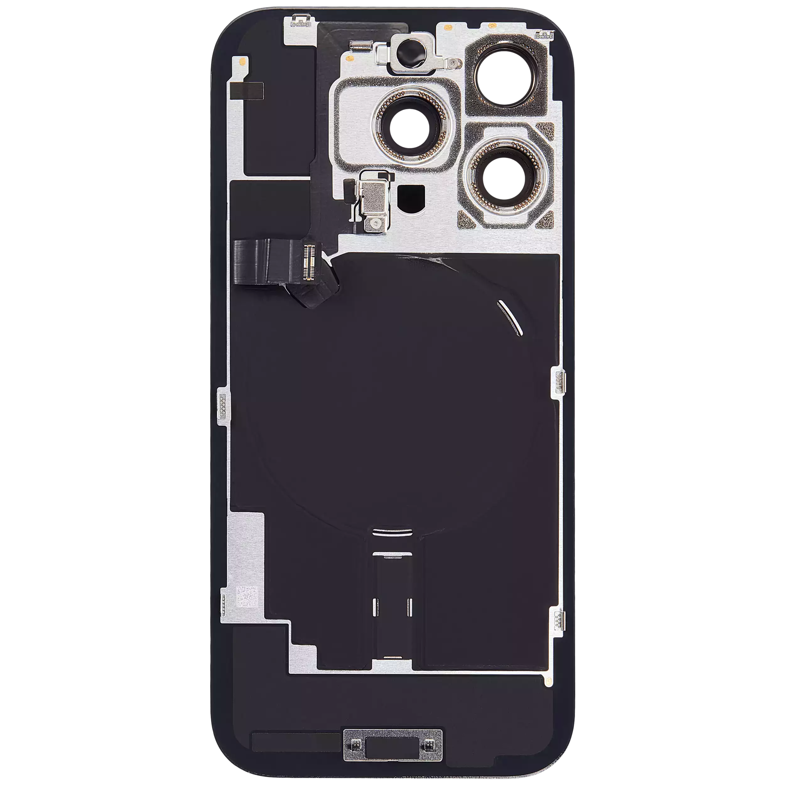 Back Glass With Steel Plate With Wireless NFC Charging MagSafe Magnet & Flashlight Flex Compatible For iPhone 16 Pro (Used OEM Pull: Grade A) (Black Titanium)
