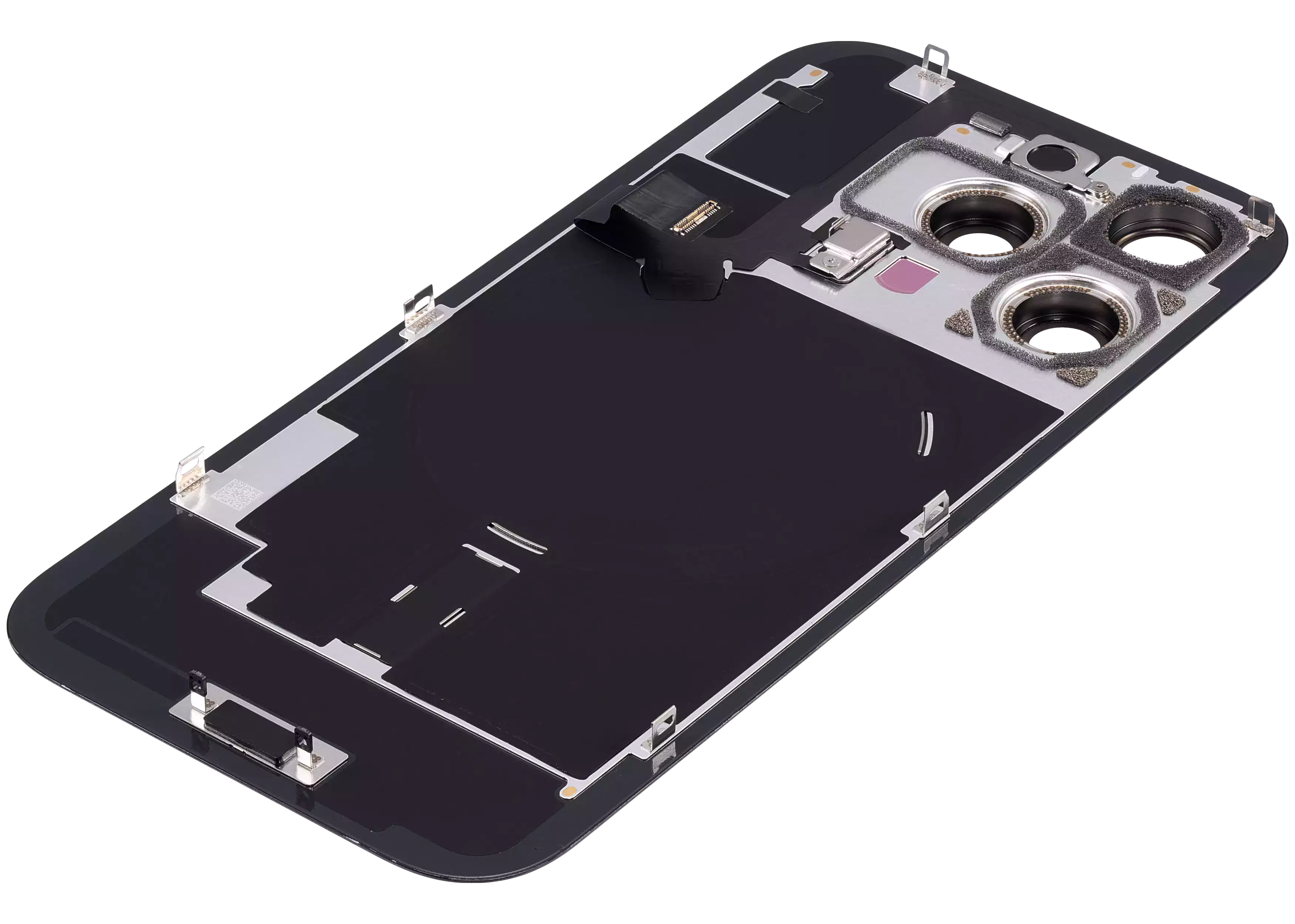 Back Glass With Steel Plate With Wireless NFC Charging MagSafe Magnet & Flashlight Flex Compatible For iPhone 16 Pro (Used OEM Pull: Grade A) (Black Titanium)