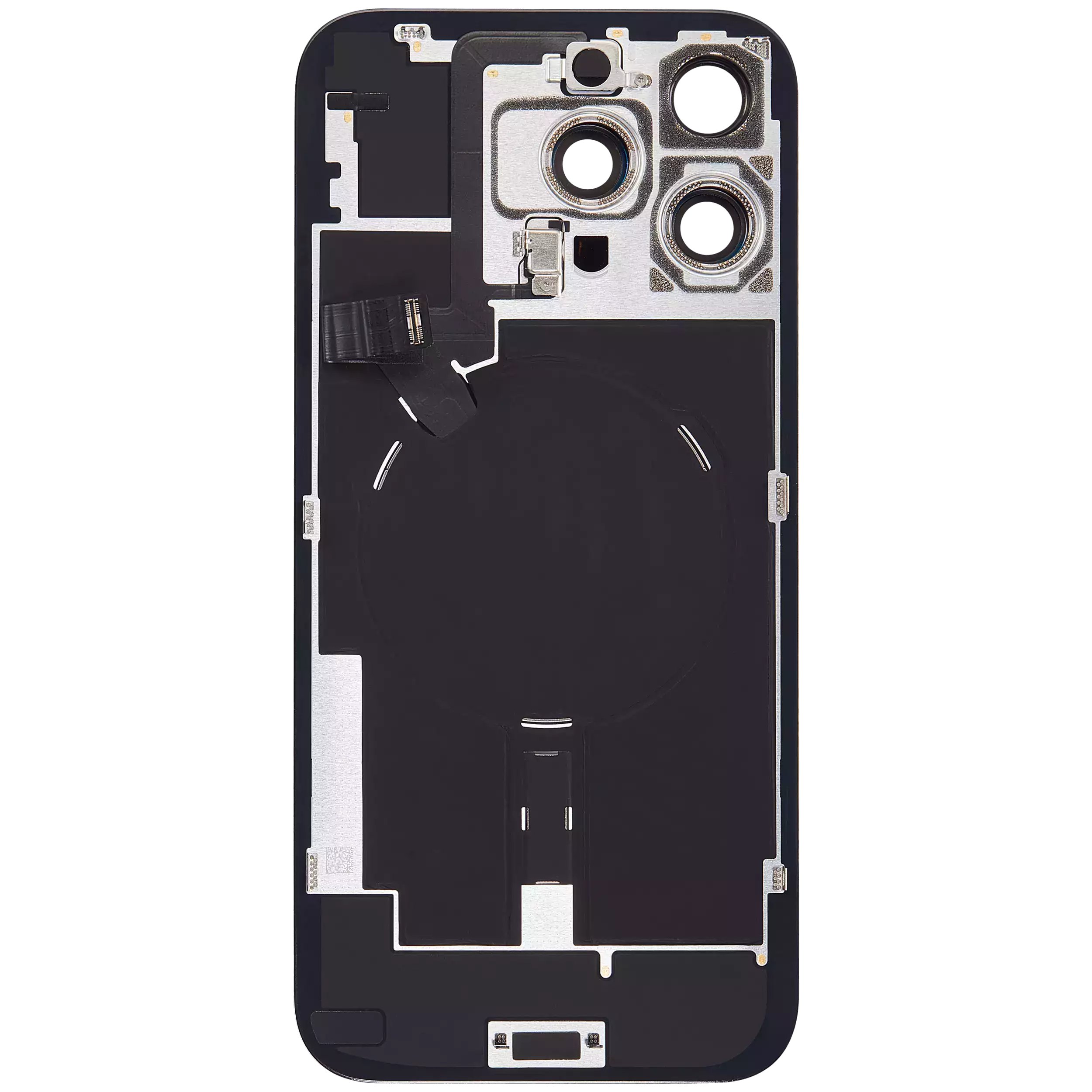 Back Glass With Steel Plate With Wireless NFC Charging MagSafe Magnet & Flashlight Flex Compatible For iPhone 16 Pro Max (Used OEM Pull: Grade A) (Black Titanium)