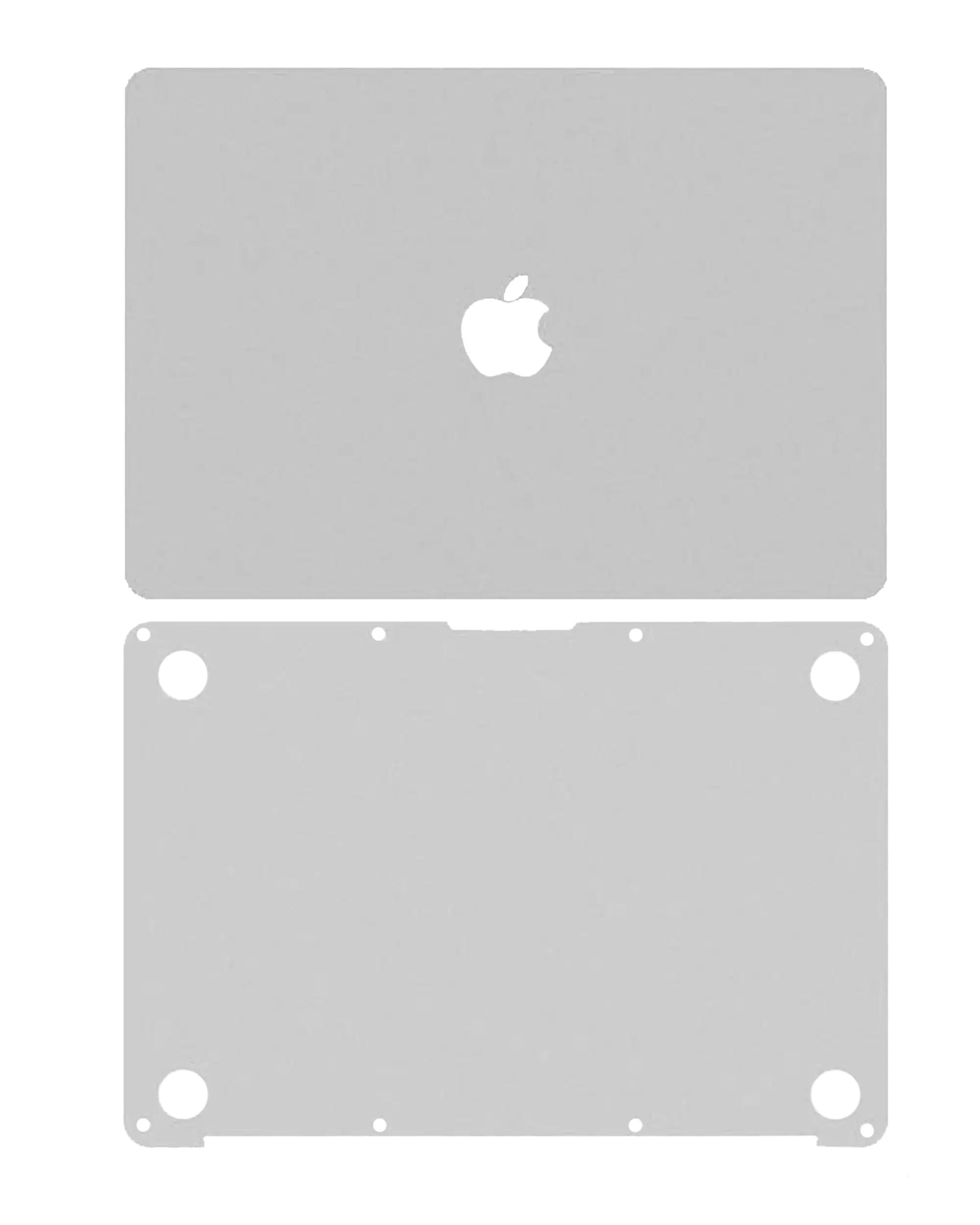 2 in 1 (Top and Bottom) Skin Compatible For MacBook Retina 12" (A1534 / Early 2015 / Early 2016 / Mid 2017) (Silver)