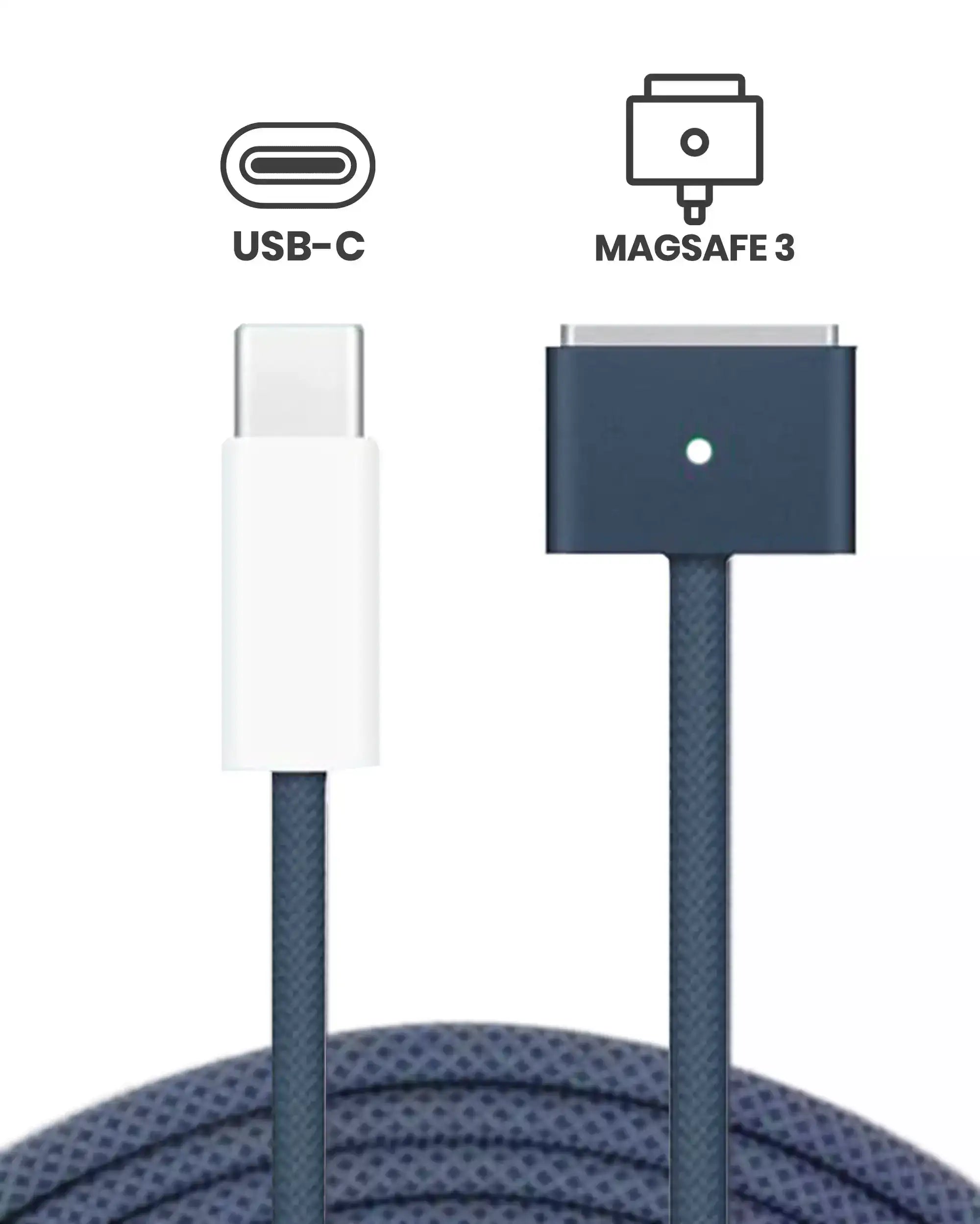 140W USB-C to MagSafe 3 Charging Cable (6ft) For MacBook Pro (OEM Grade A) (Bulk Packaging) (Midnight Blue)
