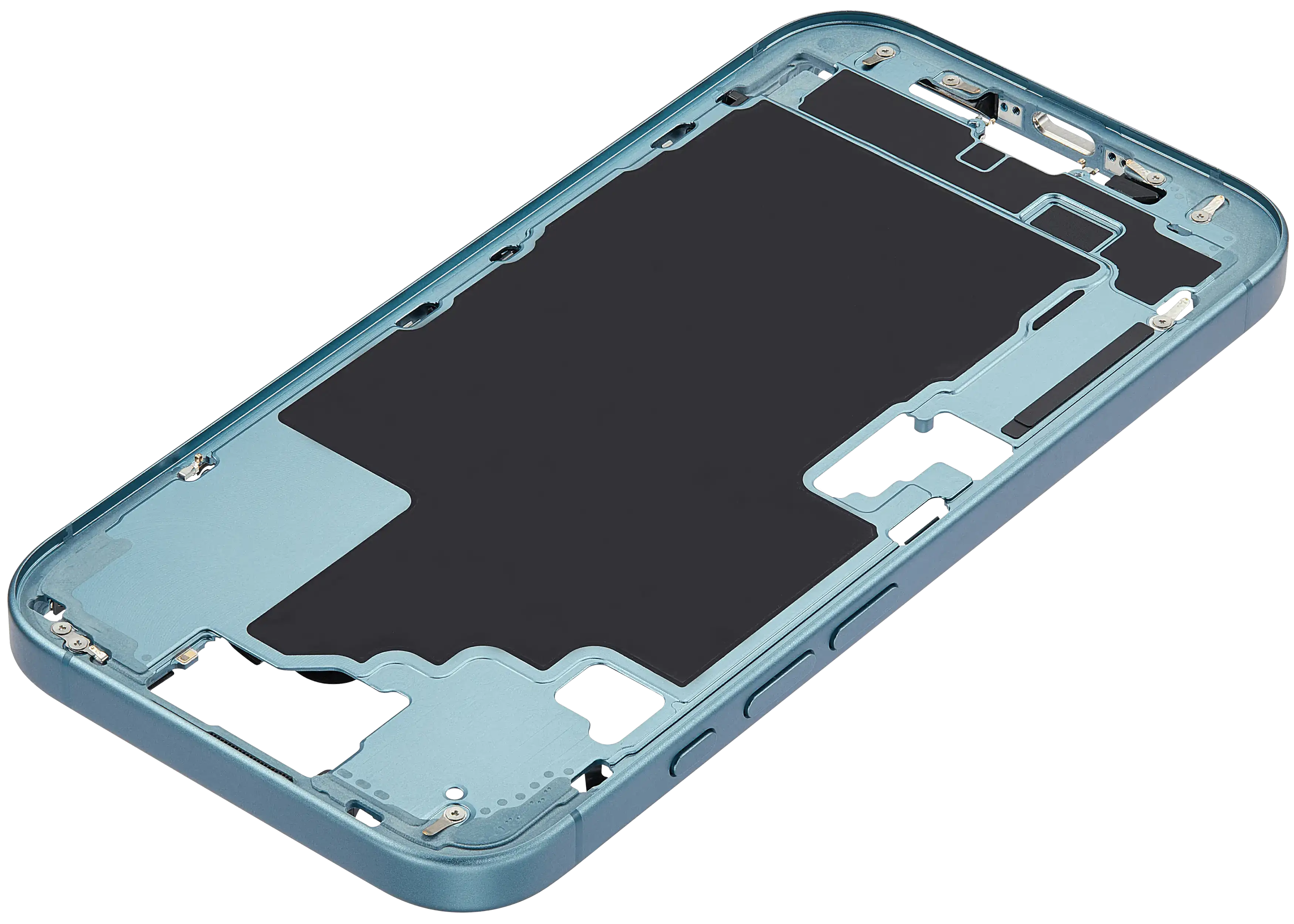 Mid-Frame Housing With Power And Volume Button Compatible For iPhone 16 (US Version) (Used OEM Pull: Grade A) (Teal)