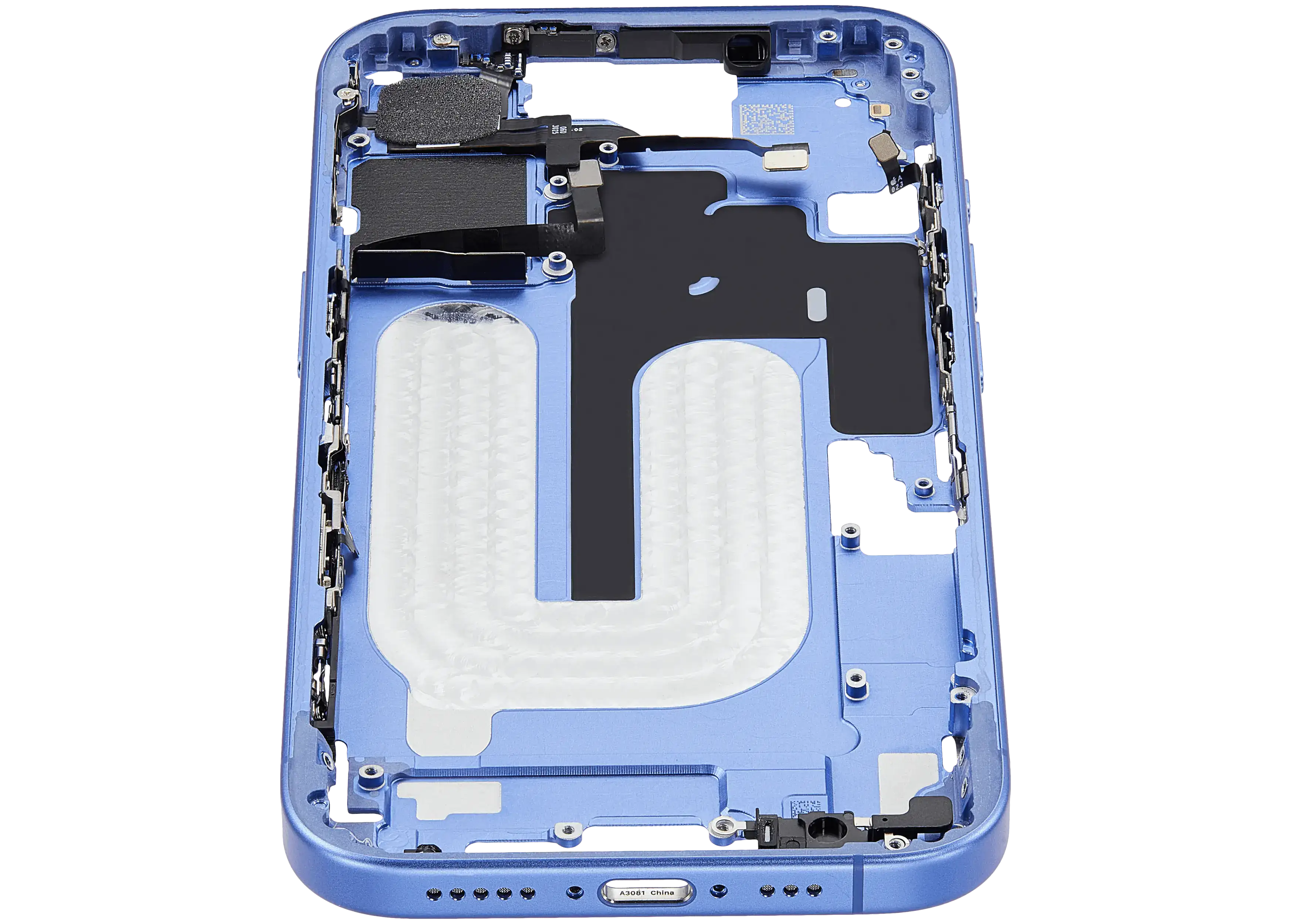 Mid-Frame Housing With Power And Volume Button Compatible For iPhone 16 (US Version) (Used OEM Pull: Grade A) (Ultramarine)