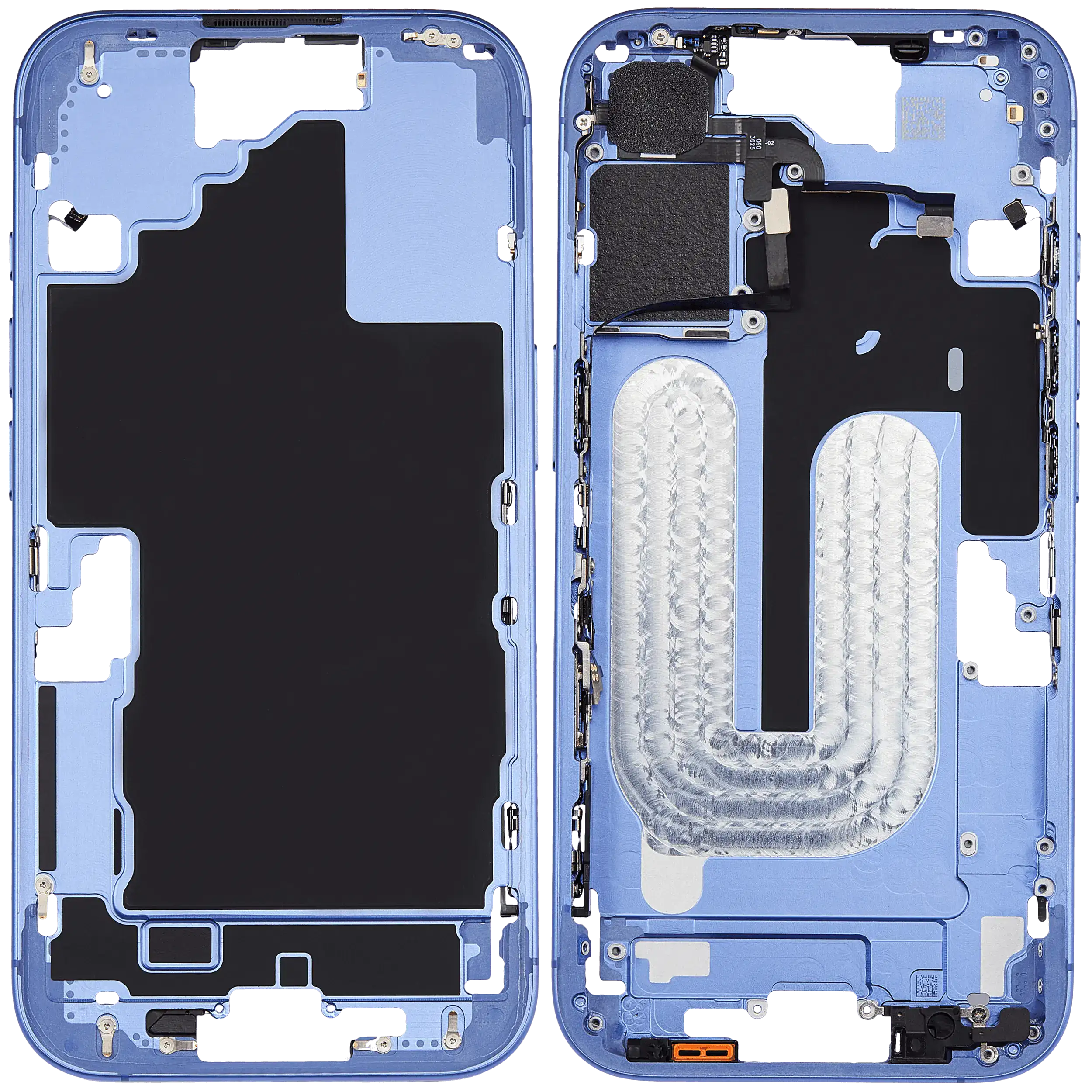 Mid-Frame Housing With Power And Volume Button Compatible For iPhone 16 (US Version) (Used OEM Pull: Grade A) (Ultramarine)