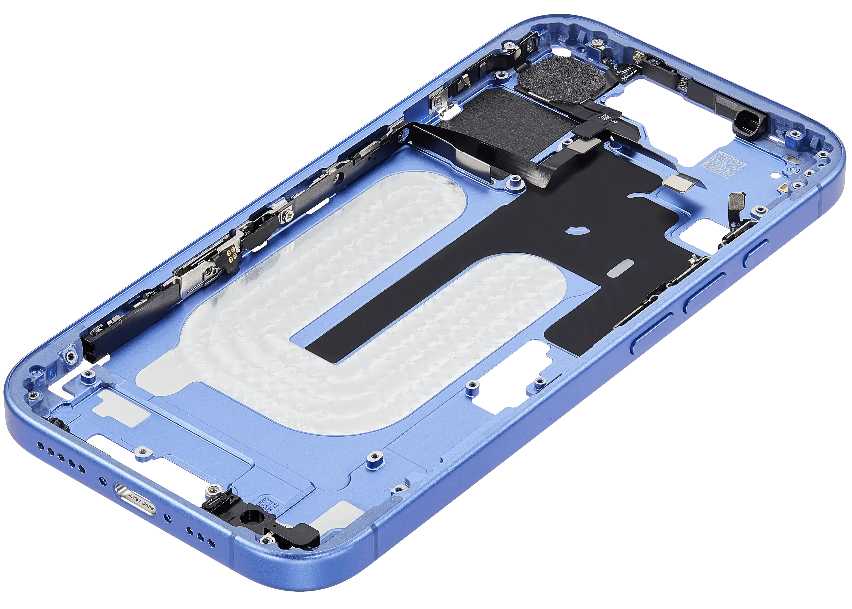 Mid-Frame Housing With Power And Volume Button Compatible For iPhone 16 (US Version) (Used OEM Pull: Grade A) (Ultramarine)