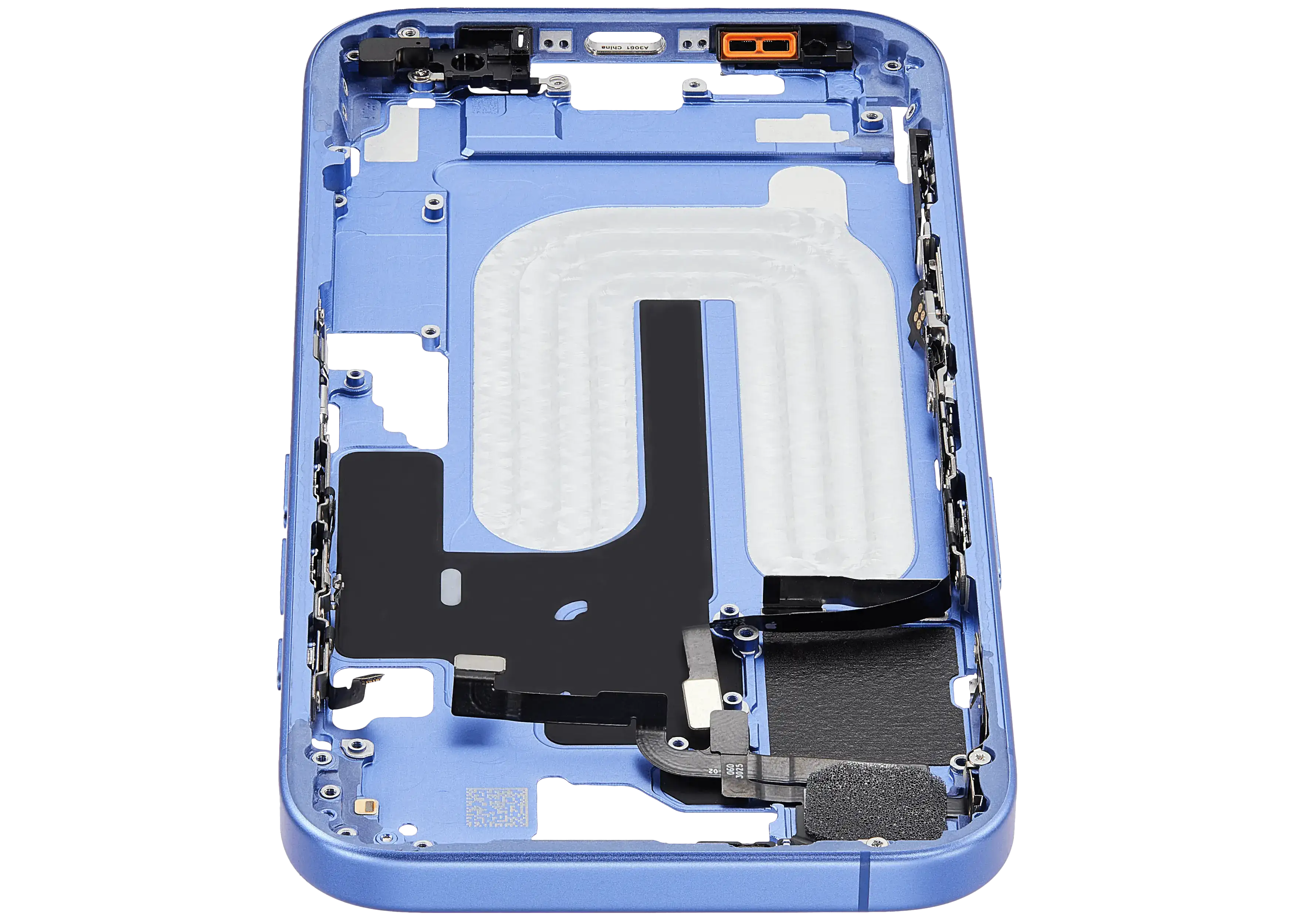 Mid-Frame Housing With Power And Volume Button Compatible For iPhone 16 (US Version) (Used OEM Pull: Grade A) (Ultramarine)