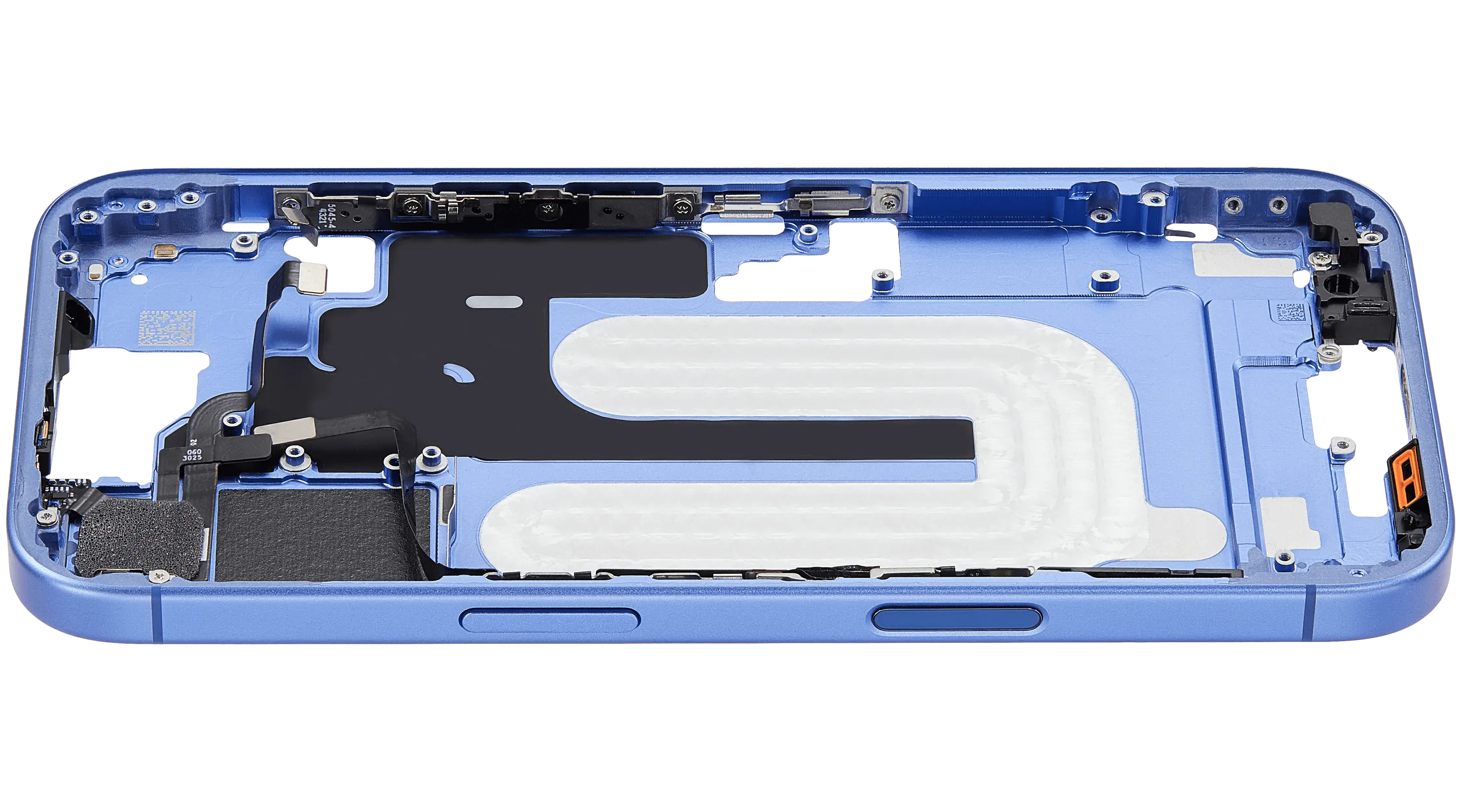 Mid-Frame Housing With Power And Volume Button Compatible For iPhone 16 (US Version) (Used OEM Pull: Grade A) (Ultramarine)