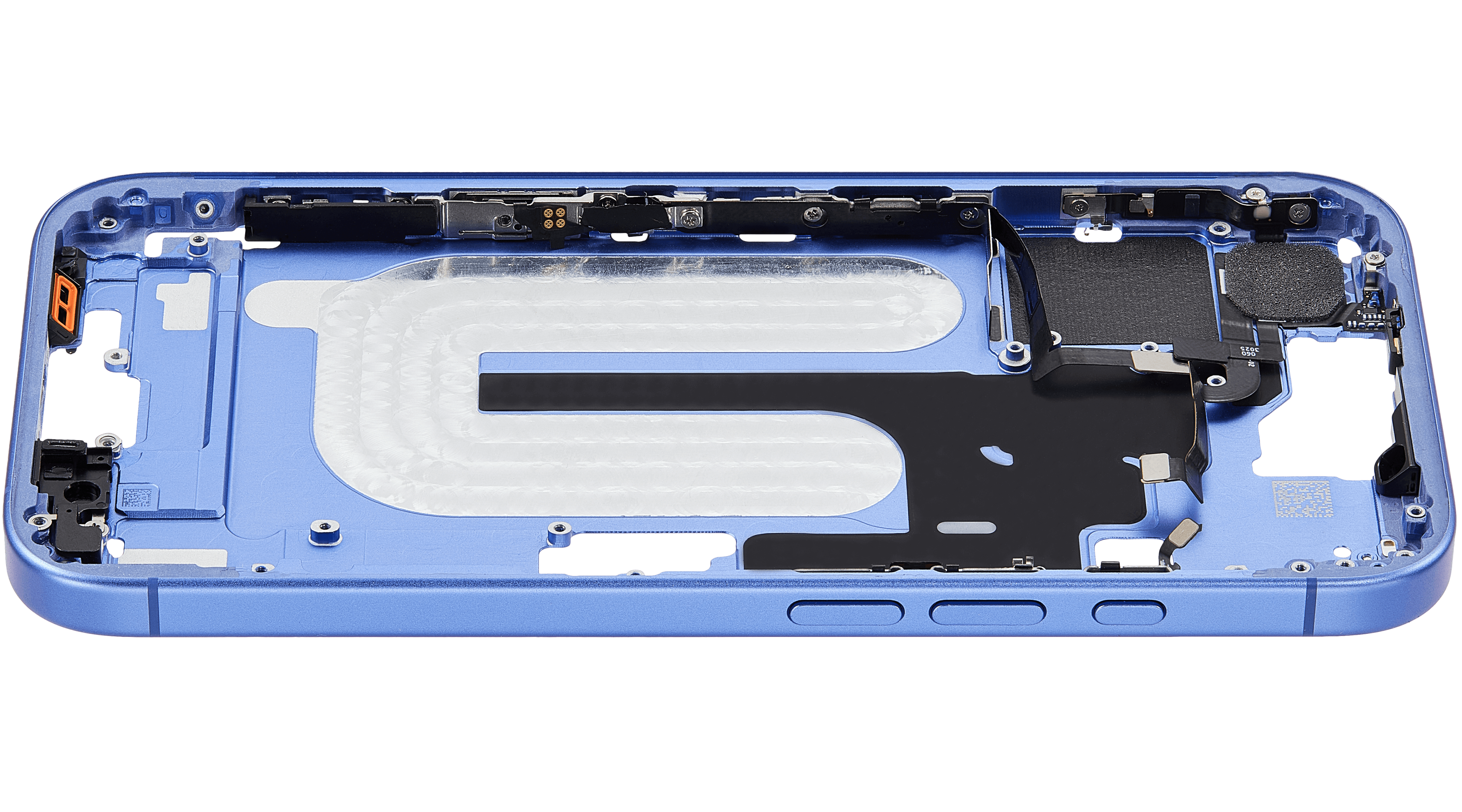 Mid-Frame Housing With Power And Volume Button Compatible For iPhone 16 (US Version) (Used OEM Pull: Grade A) (Ultramarine)