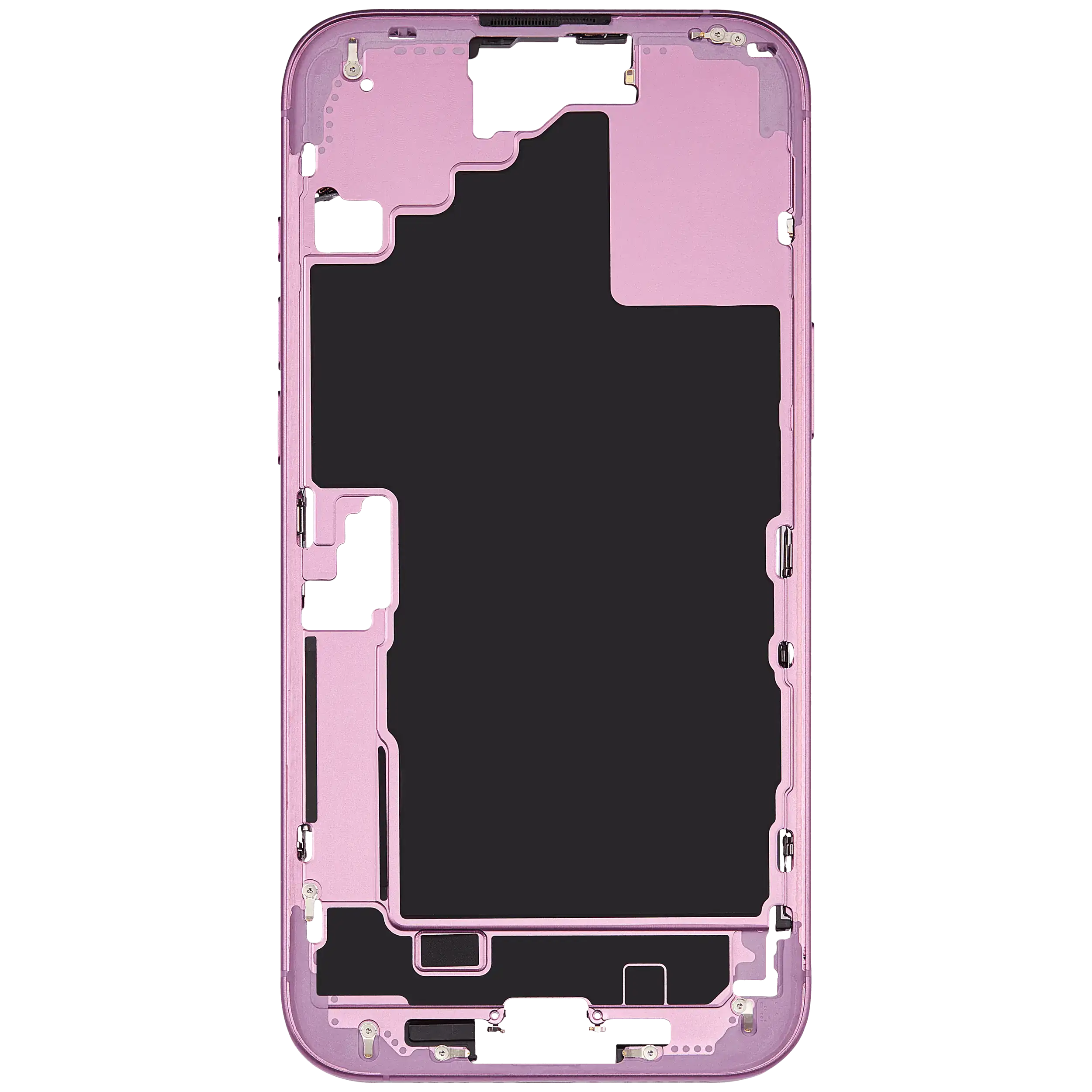 Mid-Frame Housing With Power And Volume Button Compatible For iPhone 16 Plus (US Version) (Used OEM Pull: Grade A) (Pink)
