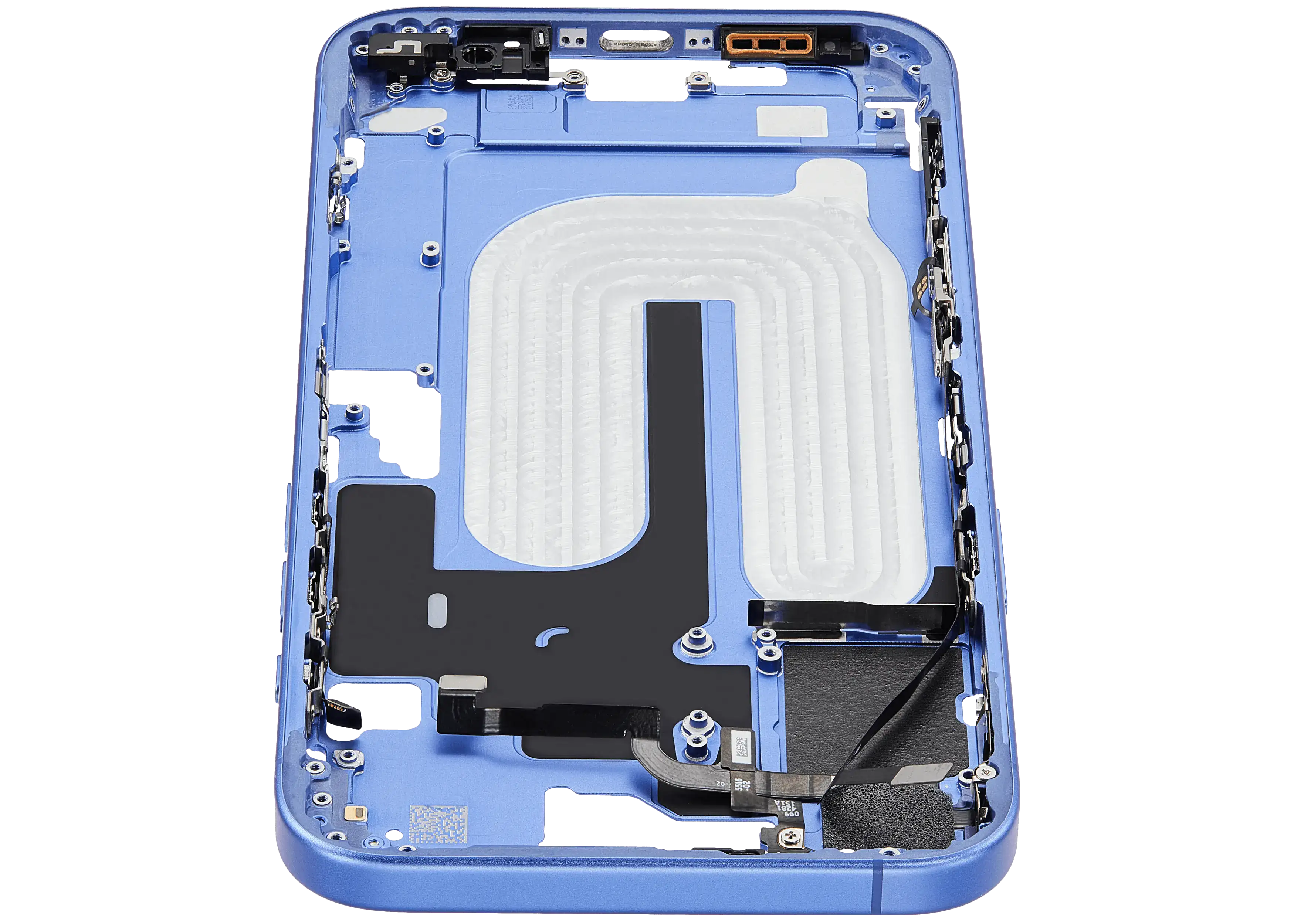 Mid-Frame Housing With Power And Volume Button Compatible For iPhone 16 Plus (US Version) (Used OEM Pull: Grade A) (Ultramarine)