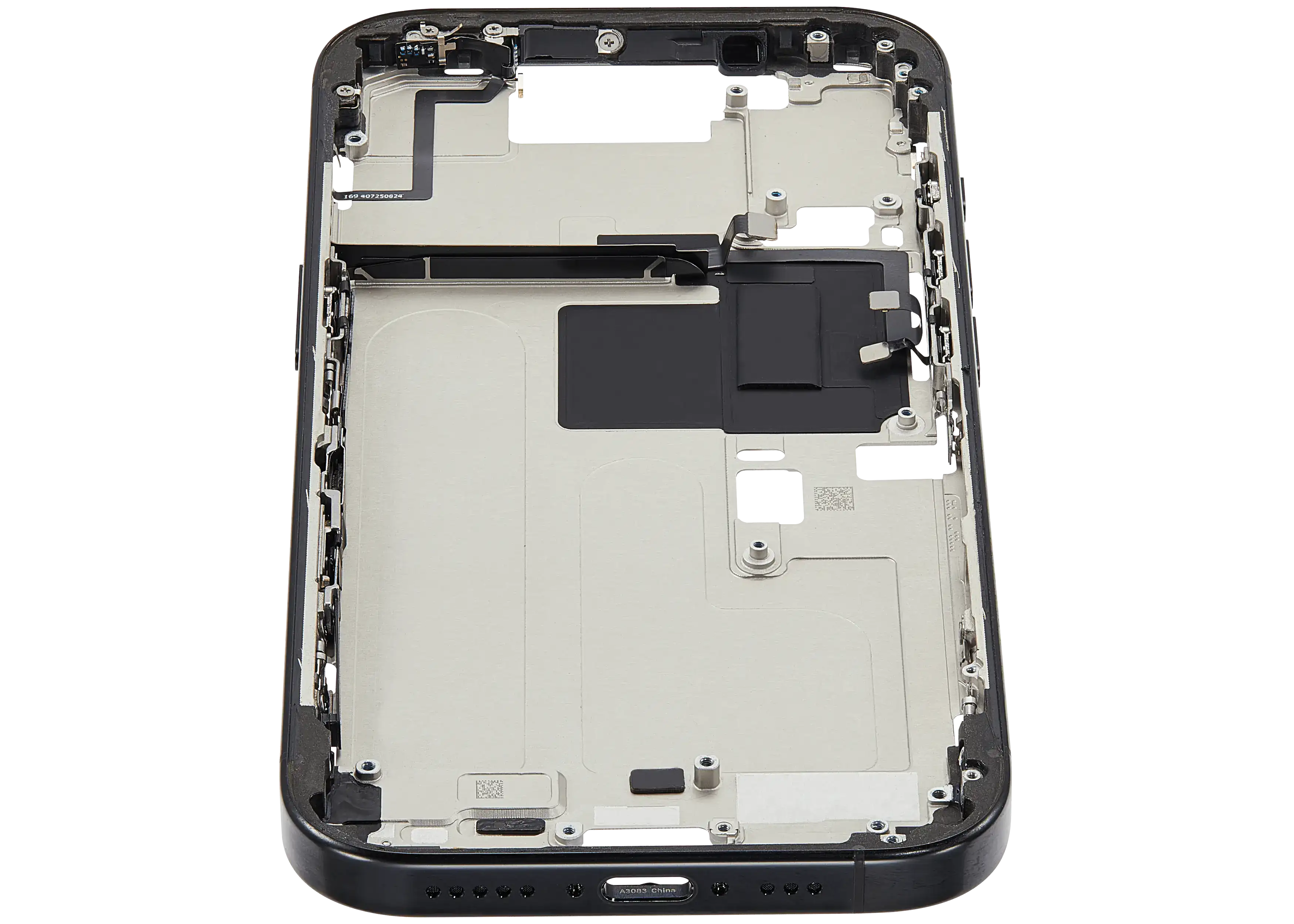 Mid-Frame Housing With Power And Volume Button Compatible For iPhone 16 Pro (US Version) (Used OEM Pull: Grade A) (Black Titanium)