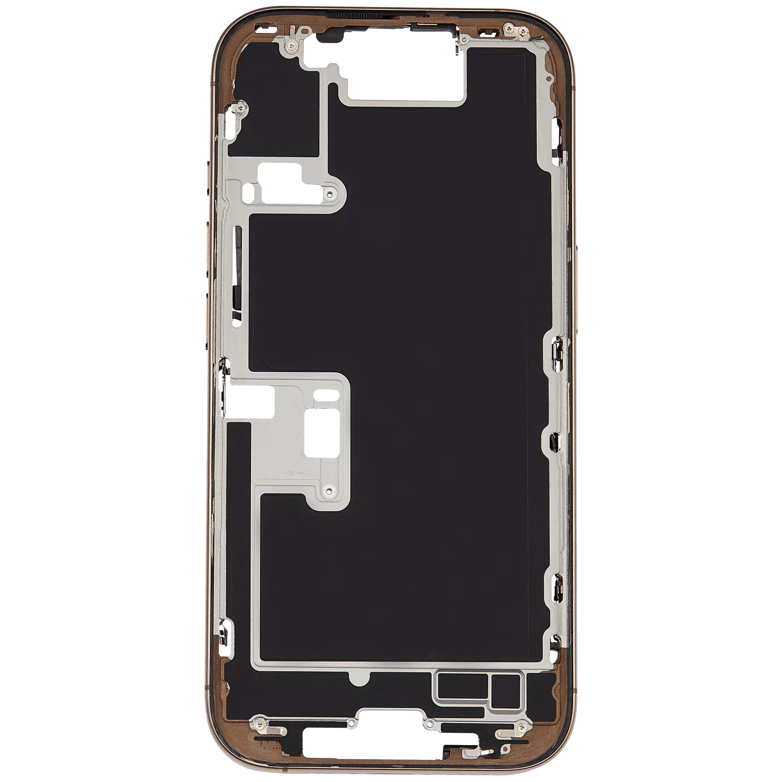 Mid-Frame Housing With Power And Volume Button Compatible For iPhone 16 Pro (US Version) (Used OEM Pull: Grade A) (Desert Titanium)