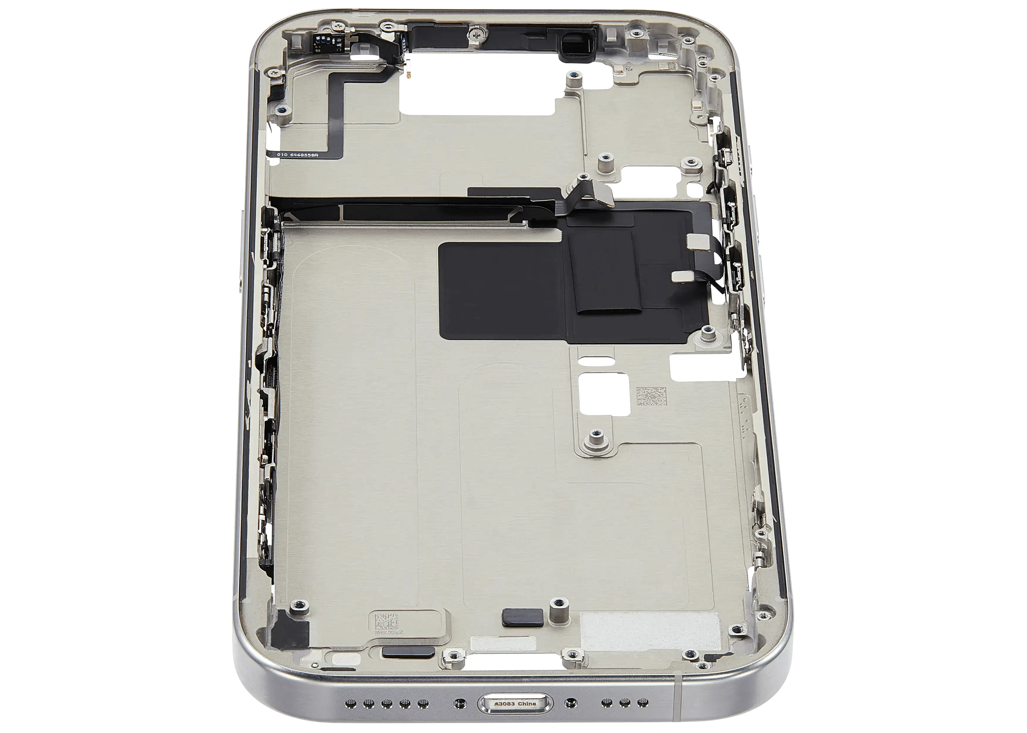 Mid-Frame Housing With Power And Volume Button Compatible For iPhone 16 Pro (US Version) (Used OEM Pull: Grade A) (Natural Titanium)