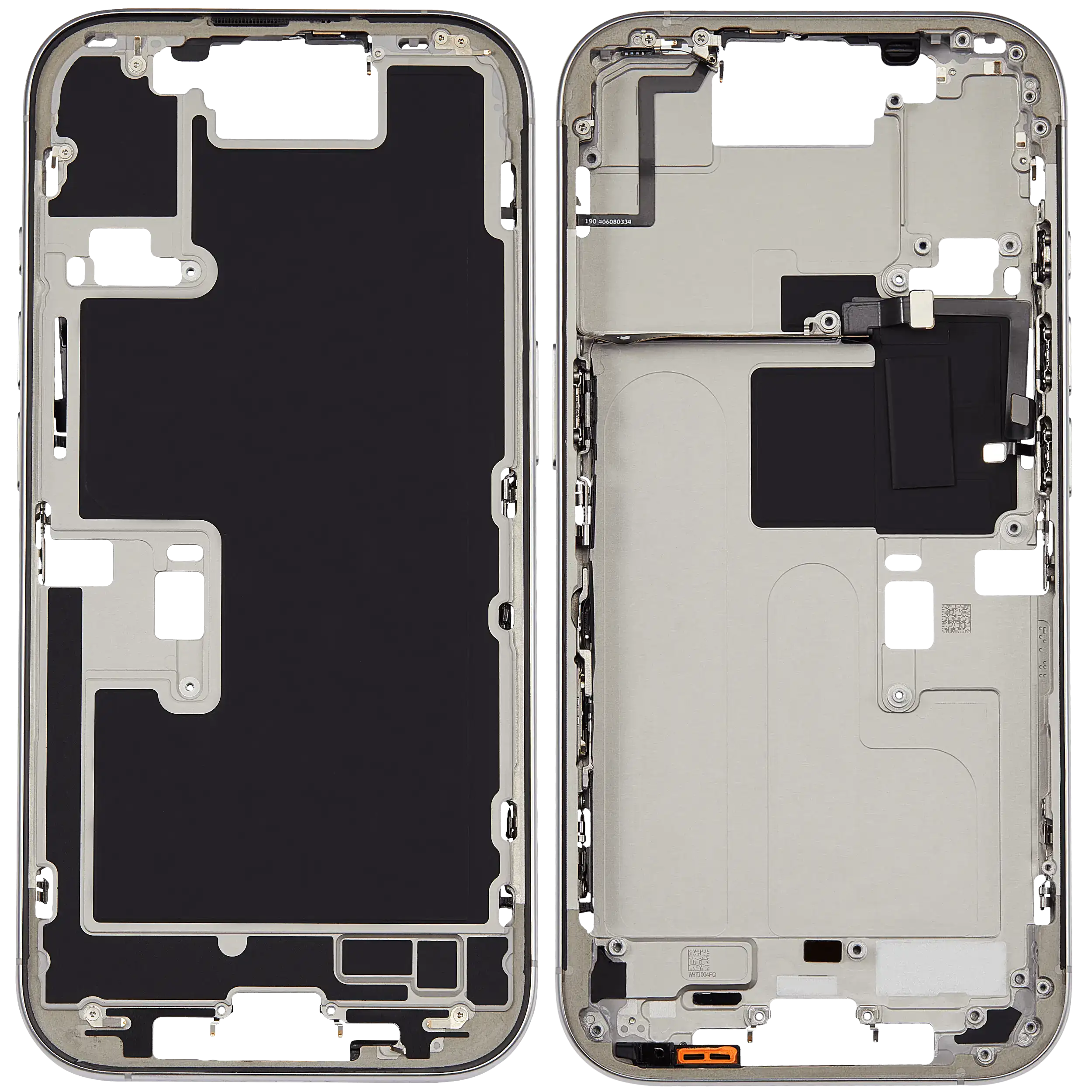 Mid-Frame Housing With Power And Volume Button Compatible For iPhone 16 Pro (US Version) (Used OEM Pull: Grade A) (White Titanium)