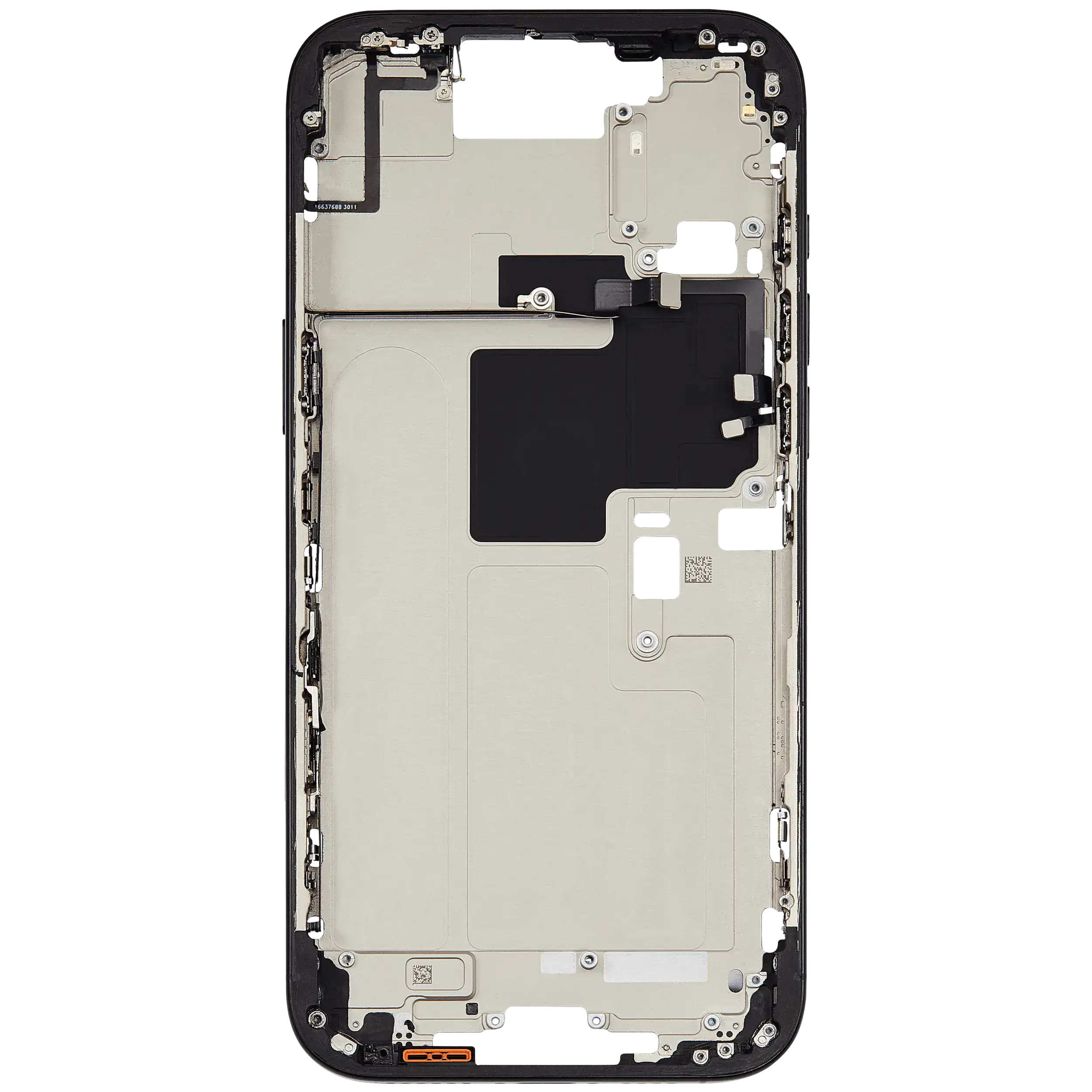 Mid-Frame Housing With Power And Volume Button Compatible For iPhone 16 Pro max (US Version) (Used OEM Pull: Grade A) (Black Titanium)