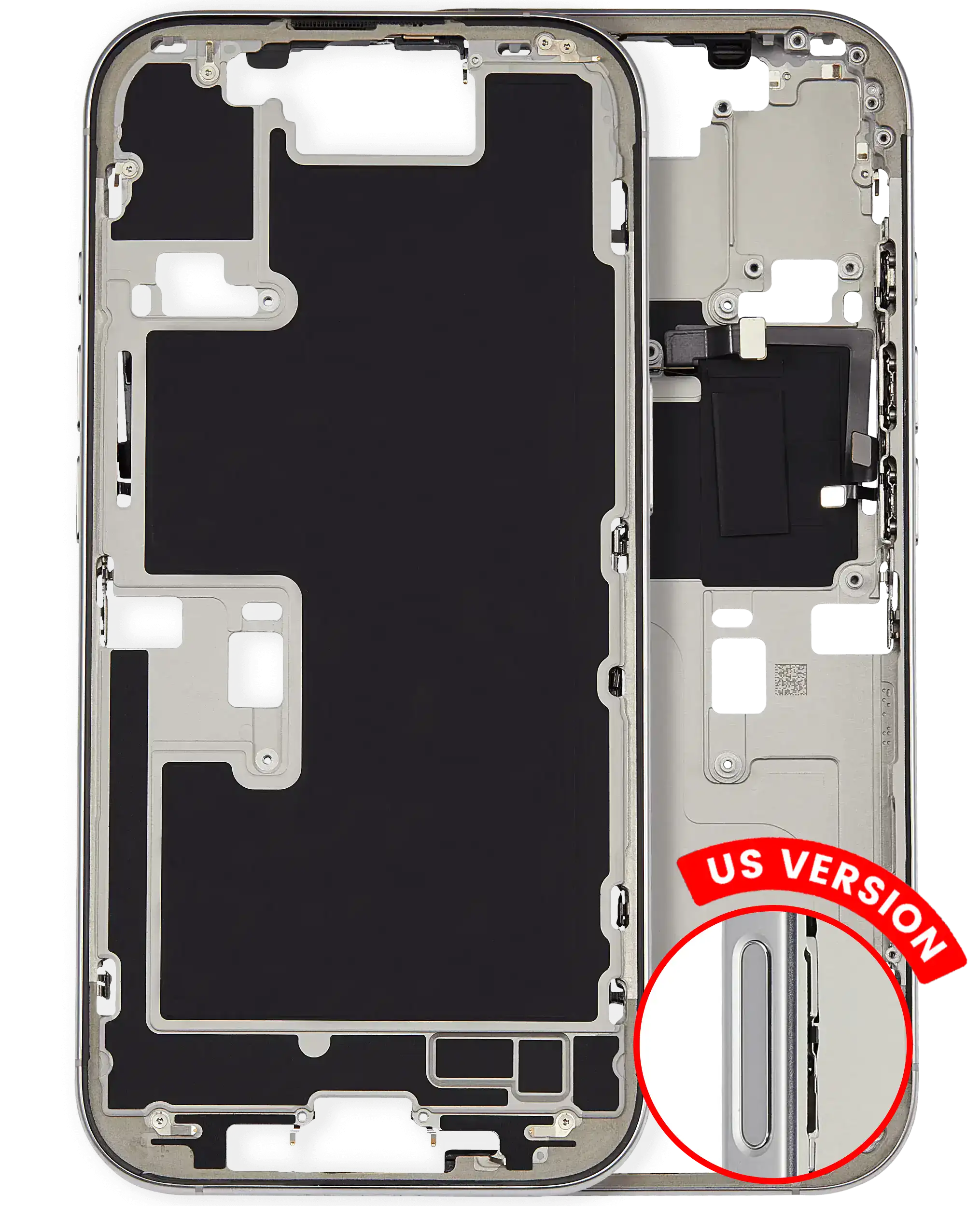 Mid-Frame Housing With Power And Volume Button Compatible For iPhone 16 Pro (US Version) (Used OEM Pull: Grade A) (White Titanium)
