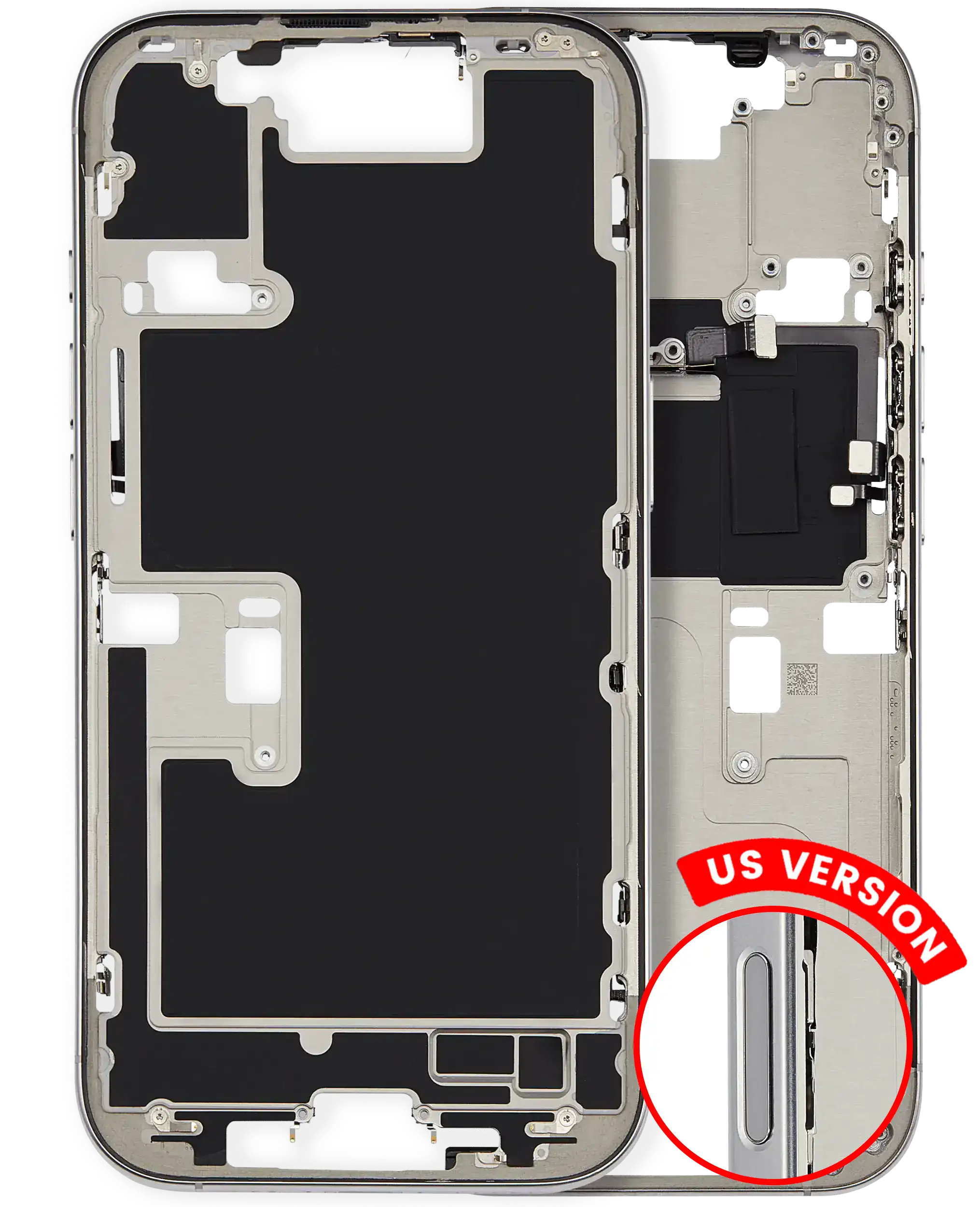 Mid-Frame Housing With Power And Volume Button Compatible For iPhone 16 Pro (US Version) (Used OEM Pull: Grade A) (Natural Titanium)