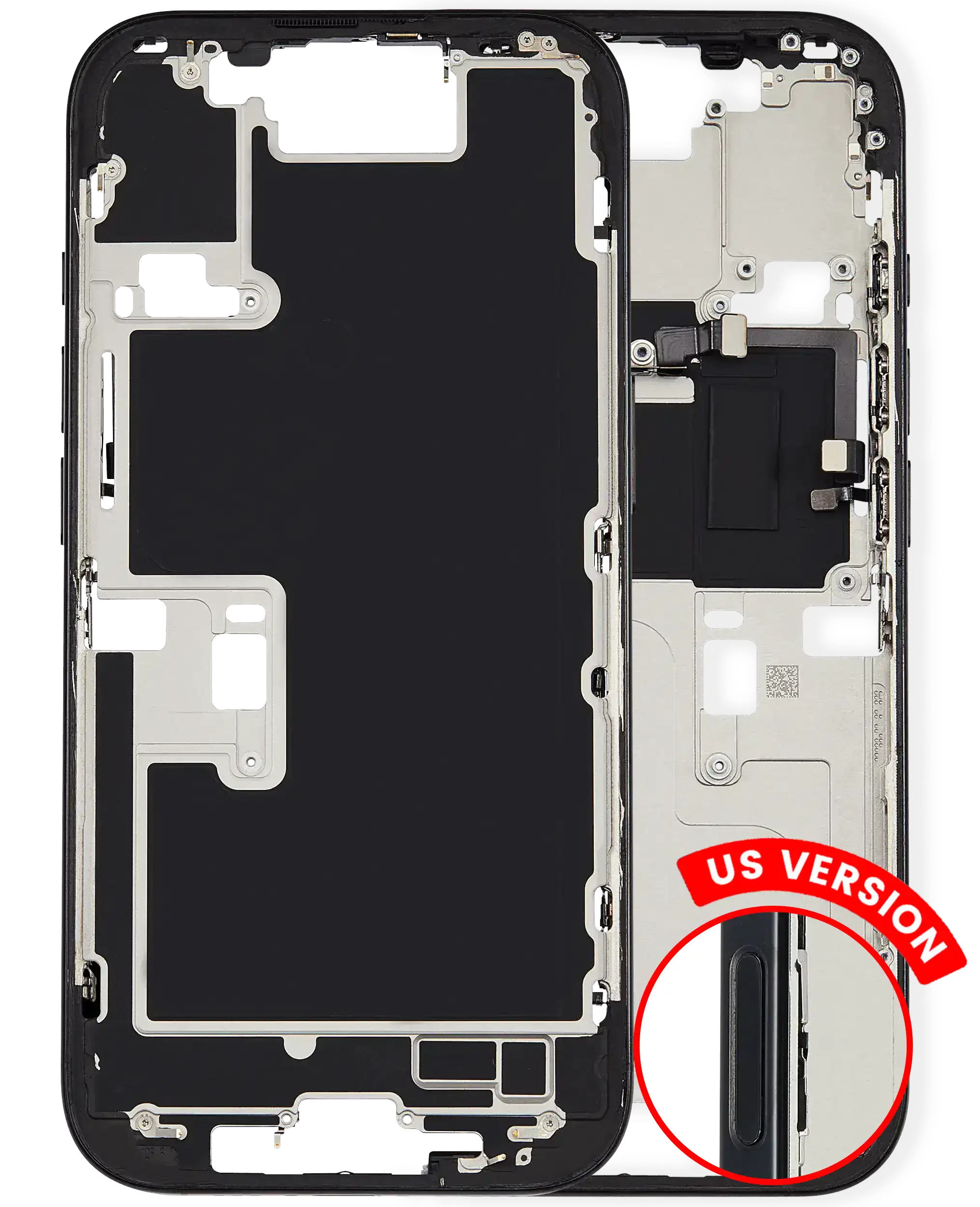 Mid-Frame Housing With Power And Volume Button Compatible For iPhone 16 Pro (US Version) (Used OEM Pull: Grade A) (Black Titanium)