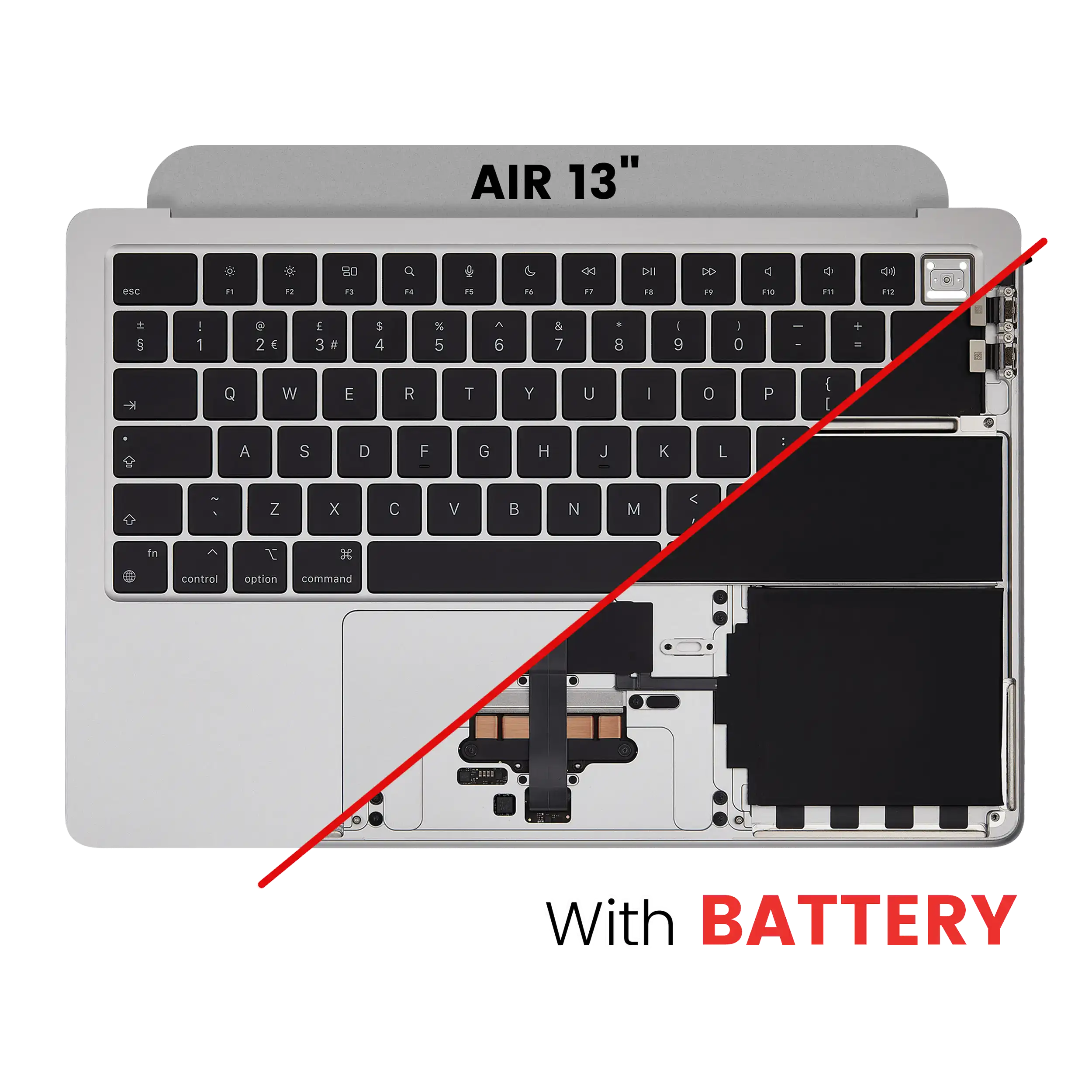 Top Case Assembly With Battery And Keyboard Compatible For MacBook Air 13" (A2681 / Mid 2022) (Silver) (UK Keyboard)