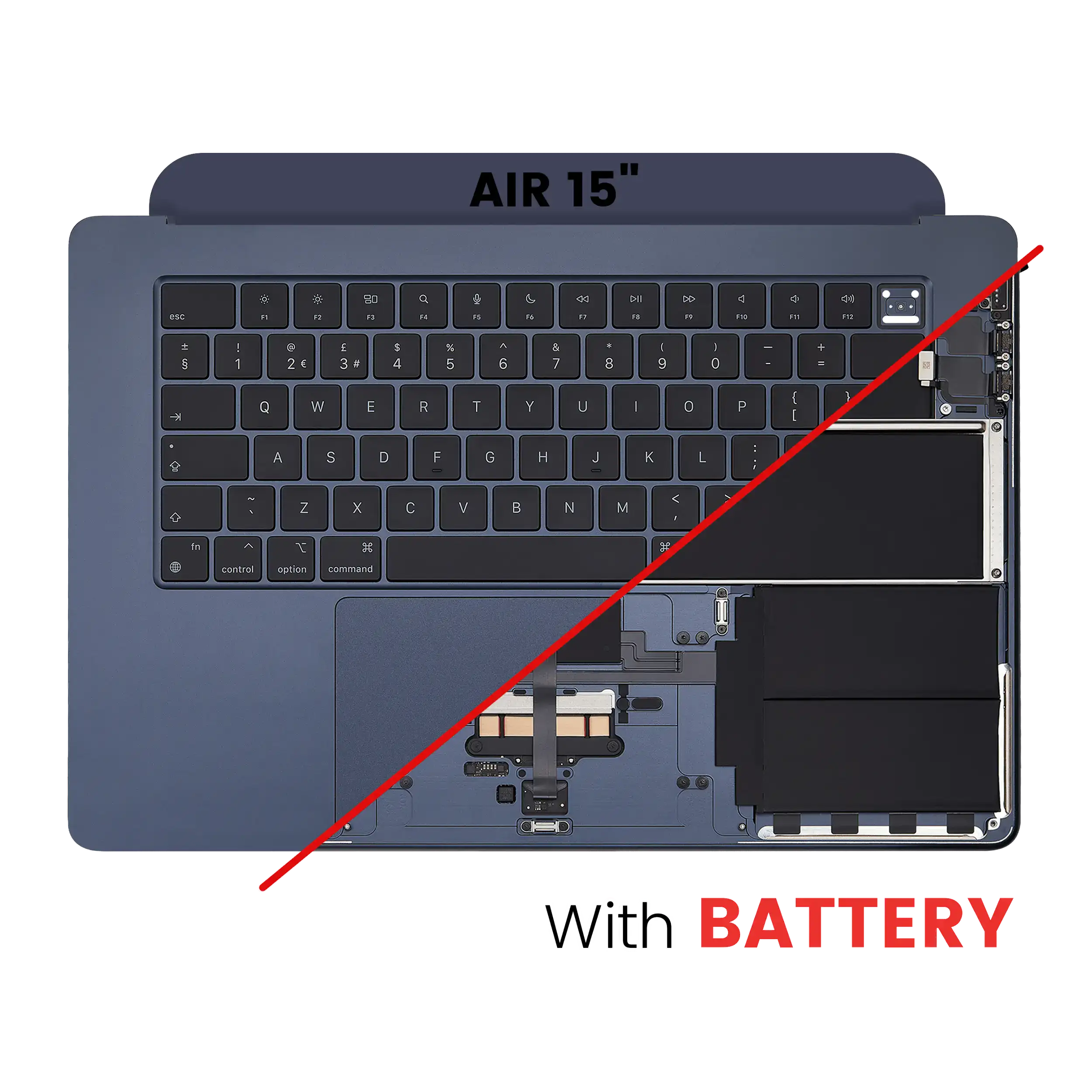 Top Case Assembly With Battery And Keyboard Compatible For MacBook Air 15" (A2941 / Mid 2023) (UK Keyboard) (Midnight)