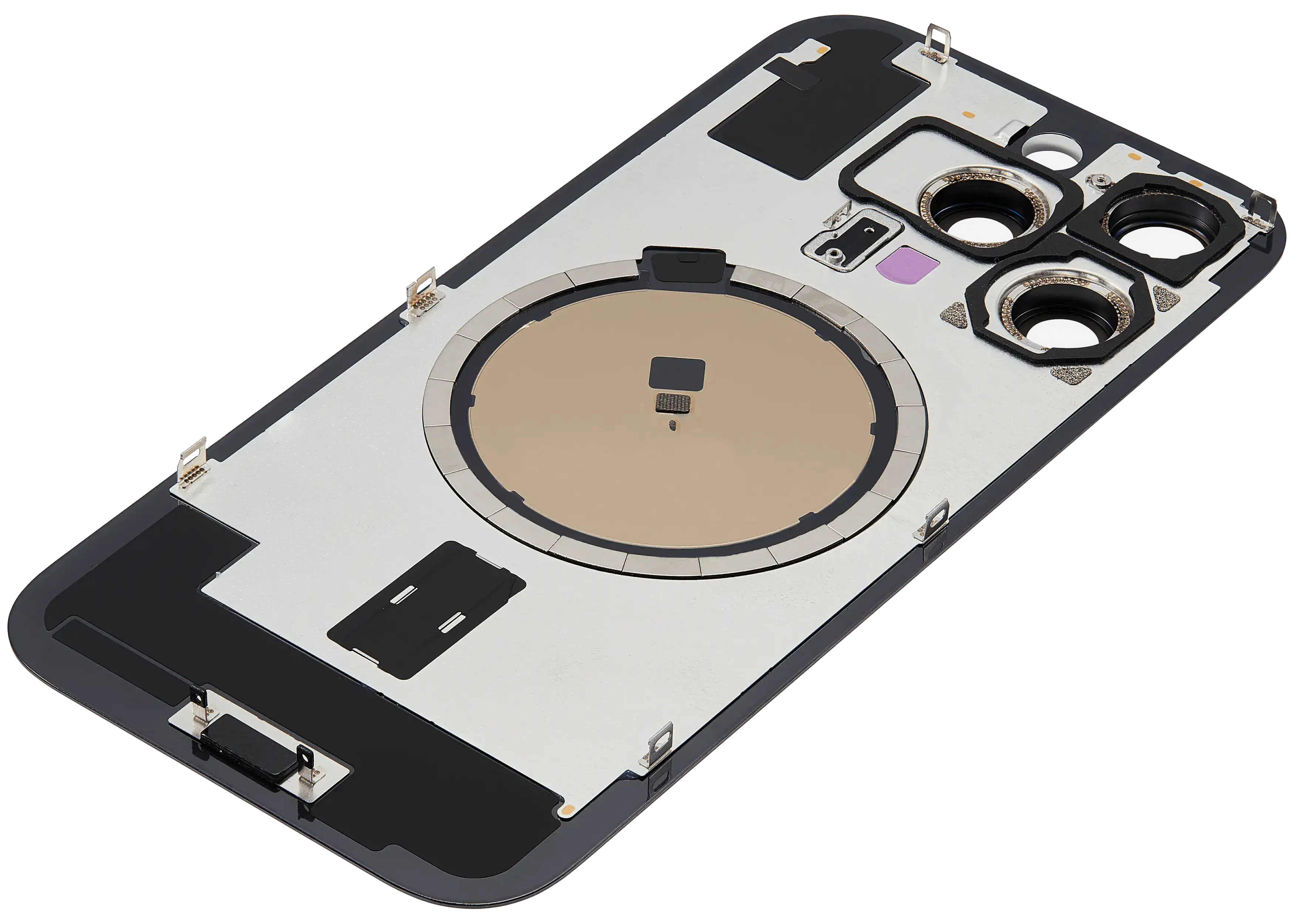 Back Glass With Steel Plate With MagSafe Magnet Pre-Installed Compatible For iPhone 16 Pro (No Logo) (Black Titanium)