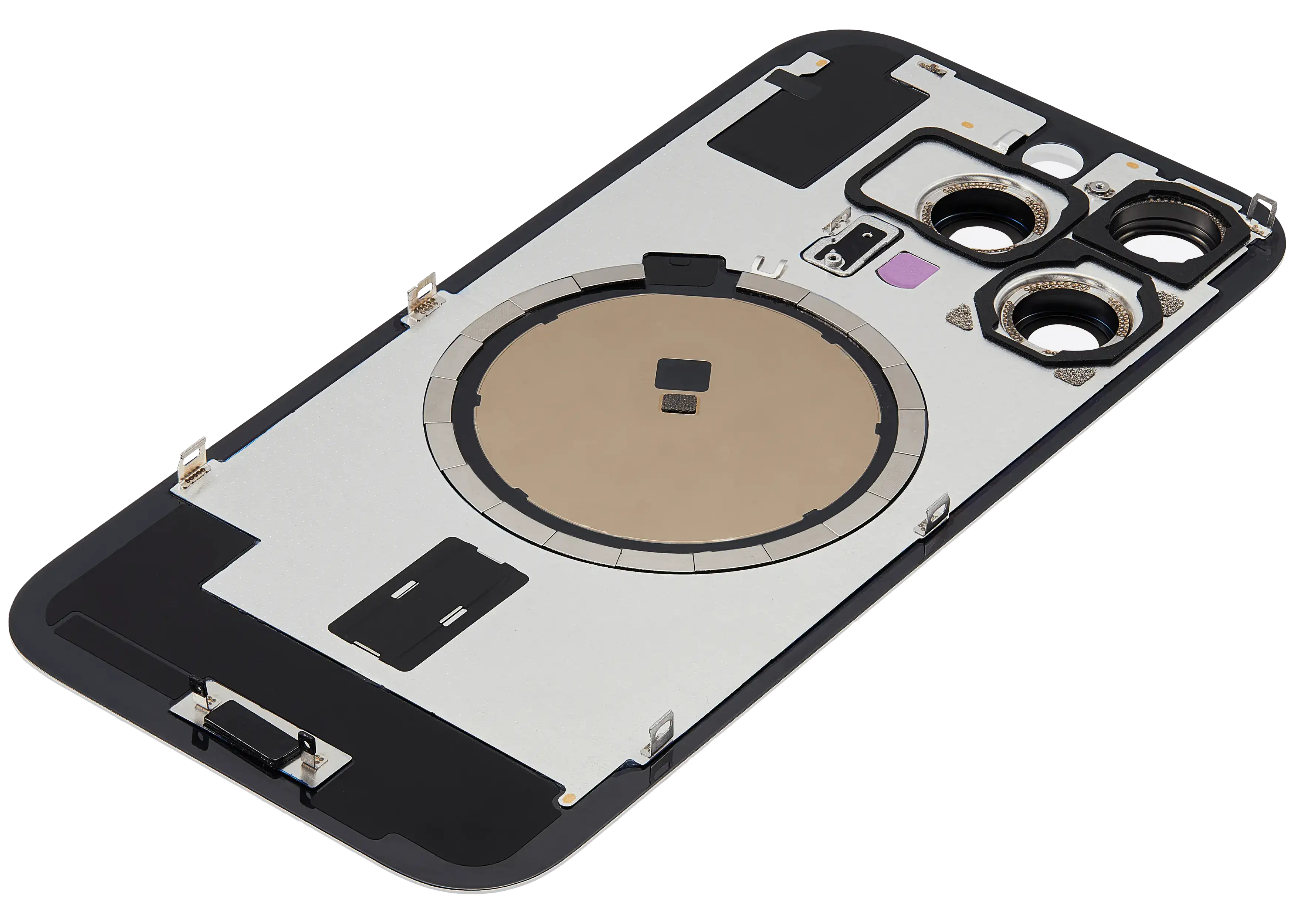 Back Glass With Steel Plate With MagSafe Magnet Pre-Installed Compatible For iPhone 16 Pro (No Logo) (White Titanium)